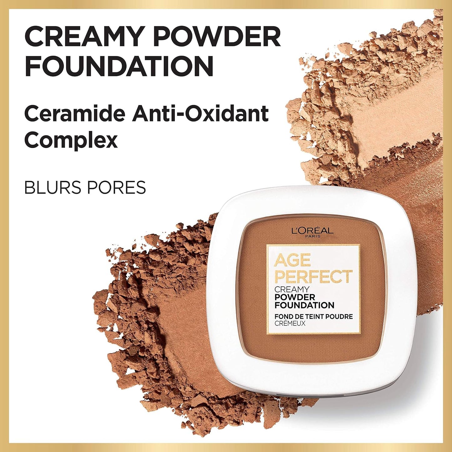 L'Oreal Paris Age Perfect Creamy Powder Foundation - 320 Warm Beige | 0.31 Ounce Compact