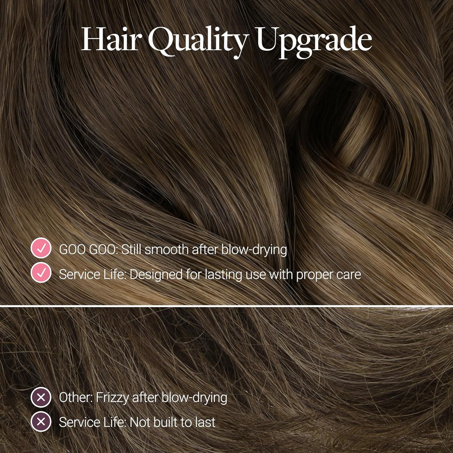 Scalp Hair Fill Ins - Clip-In Human Hair Extensions for Thinning Hair | 18-Inch Balayage 4/27/4 Chocolate Brown to Caramel Blonde, 30g, 4 Pcs