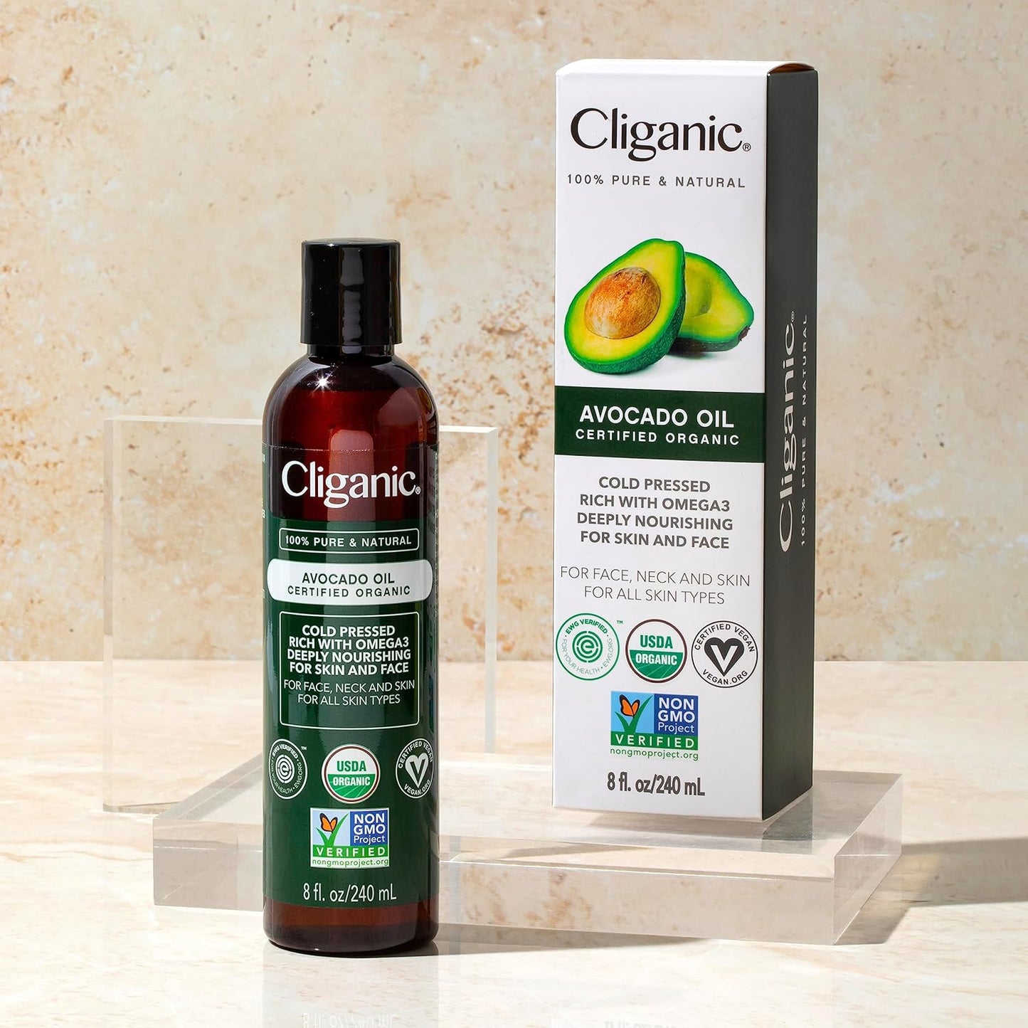 Cliganic Organic Avocado Oil - 100% Pure Nourishing Carrier Oil for Skin & Hair | 8oz
