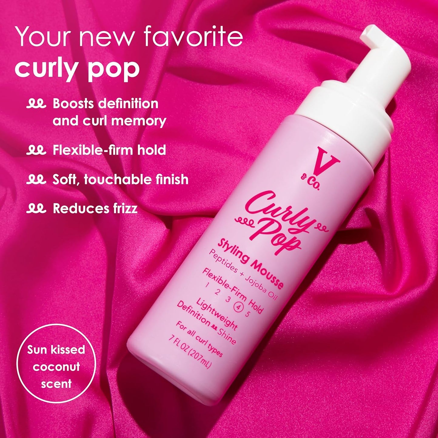 Curly Pop Curl Defining Mousse - Anti-Frizz Hair Care with Peptides & Jojoba Oil | 6 oz
