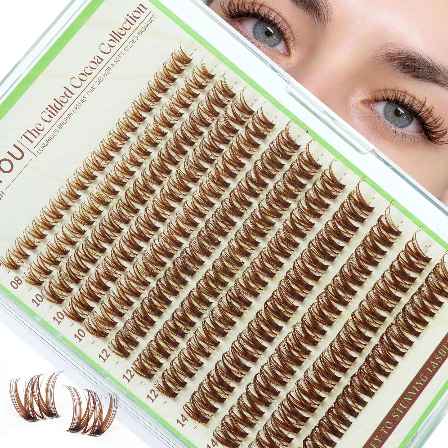 Spider Lash Clusters - Natural Wispy C Curl 8-16mm | Invisible Band DIY Eyelash for Anime Look
