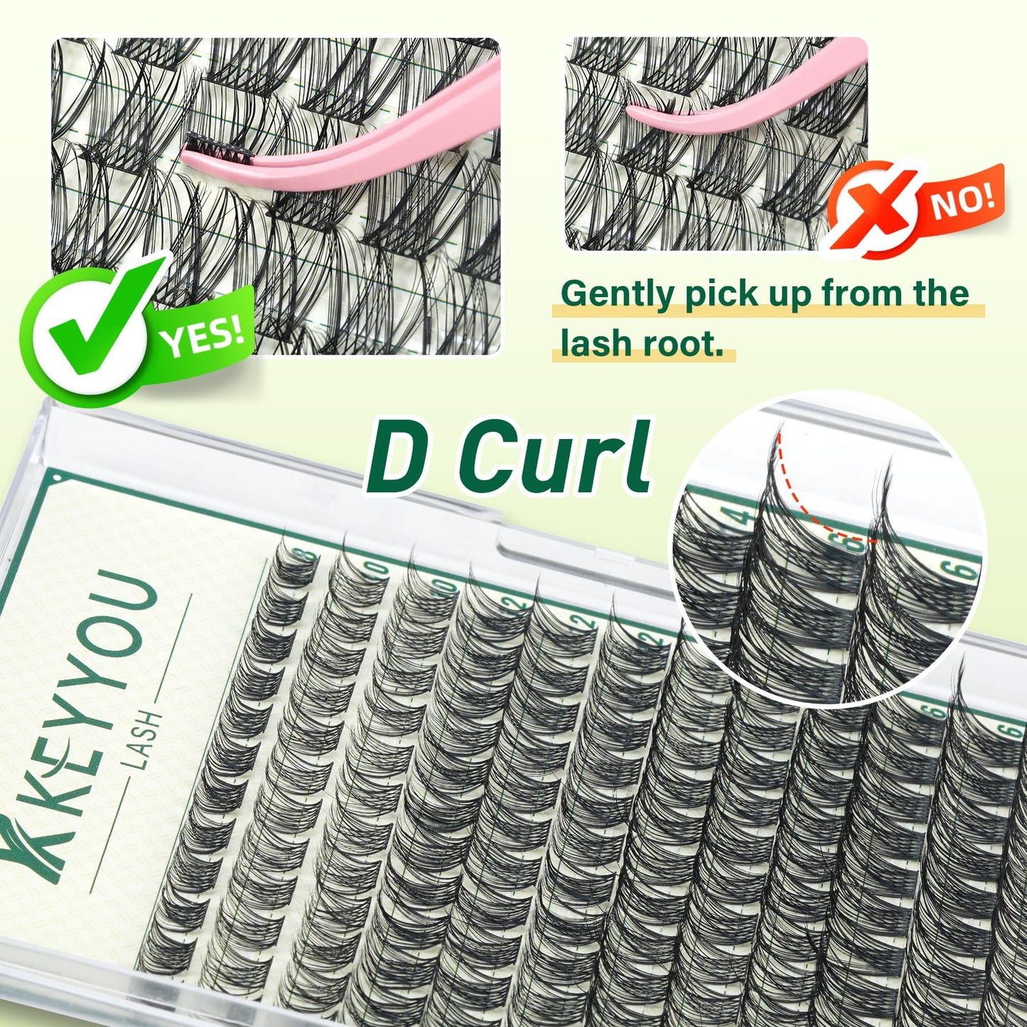 KEYYOU KY02 Natural lash clusters Lash Extension D Curl