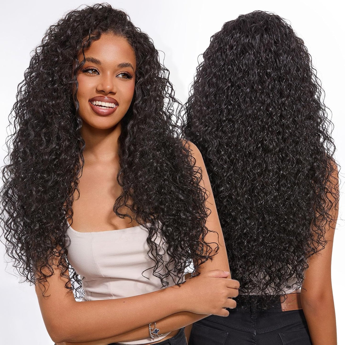 Curly Half Wig - 26 Inch Veralux™ Fiber Blend Human Hair | 200% Density Shaggy Waves Headband Wig for Women