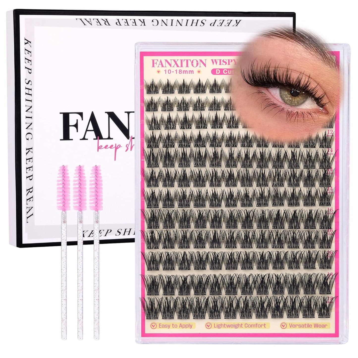 DIY Eyelash Extension Kit - Thick Volume 40D & 50D Cluster Lashes | 280 Pieces with Bond & Tweezers