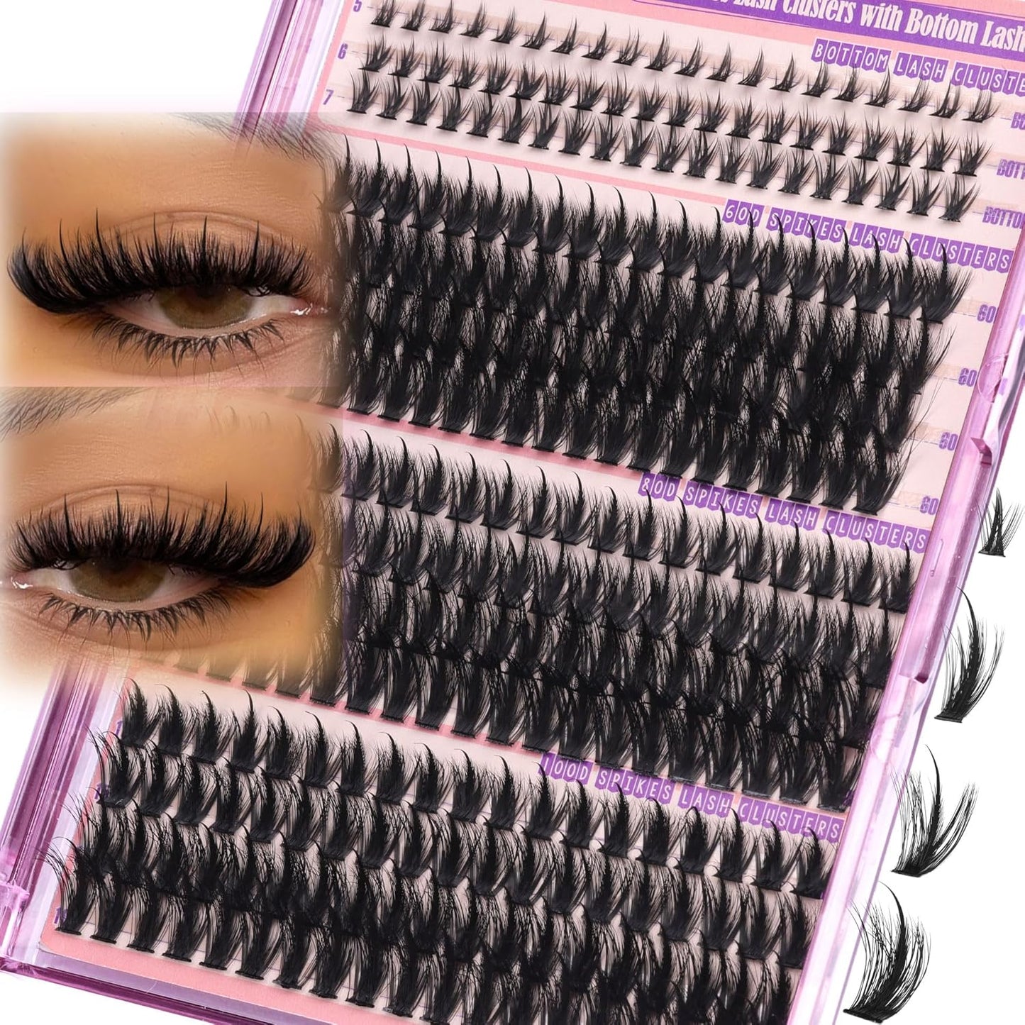 Volume Lash Clusters - Thick Spiky Eyelash Extensions | 60D, 80D, 100D, 5-19mm Mega Wispy Fluff