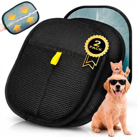 2 Pack Pet Hair Remover Gloves – Cat & Dog Fur Removal Mitt, Reusable Hair Cleaner Glove for Couch, Furniture, Clothes & Car Seats, Lint Cleaning Mitt, Animal Hair Remover Tool