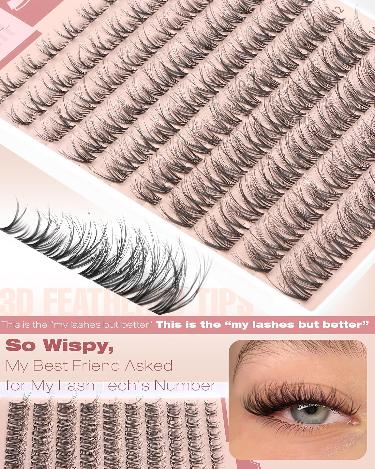 Spider Lash Clusters - Wispy Fluffy Eyelash Extensions for Natural Look | Clear Band Individual Lashes