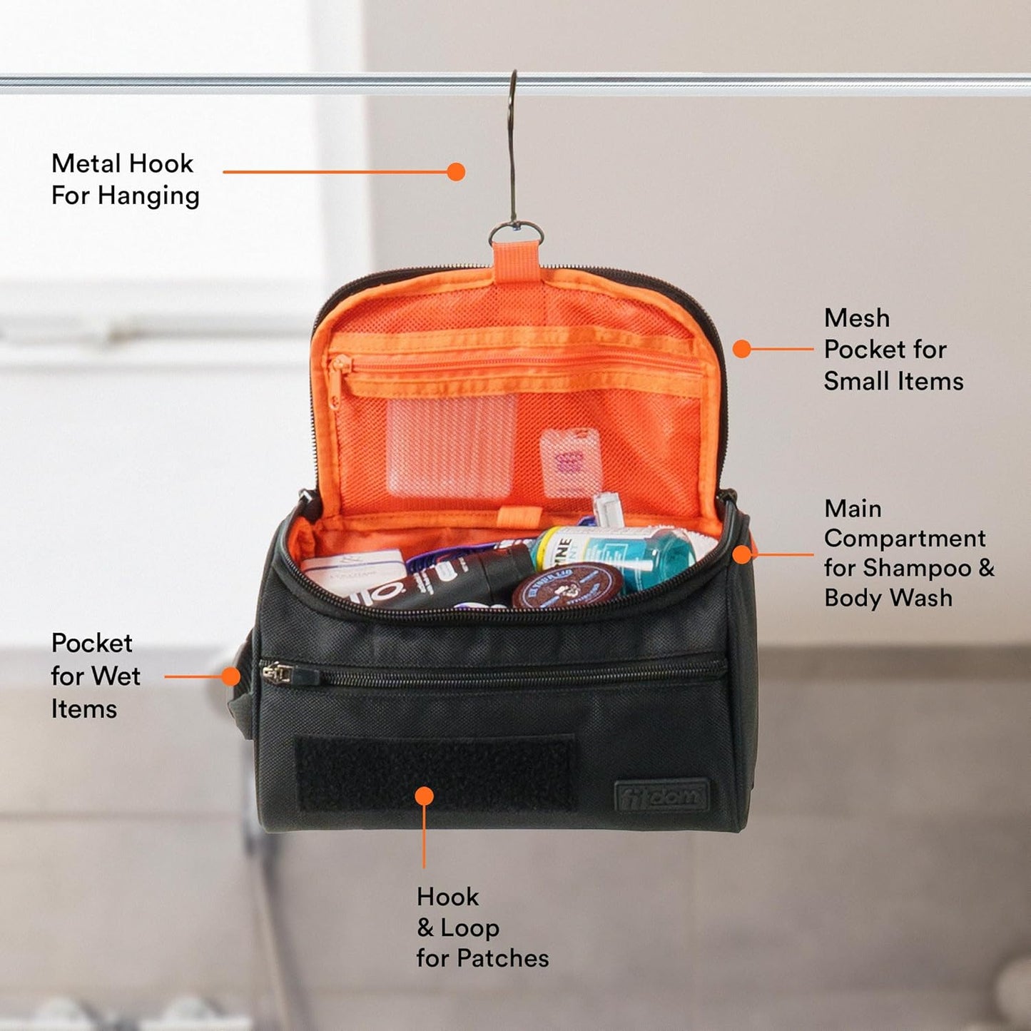 Hanging Toiletry Bag - Tactical Dopp Kit for Men | Travel Organizer for Cosmetics & Grooming Essentials