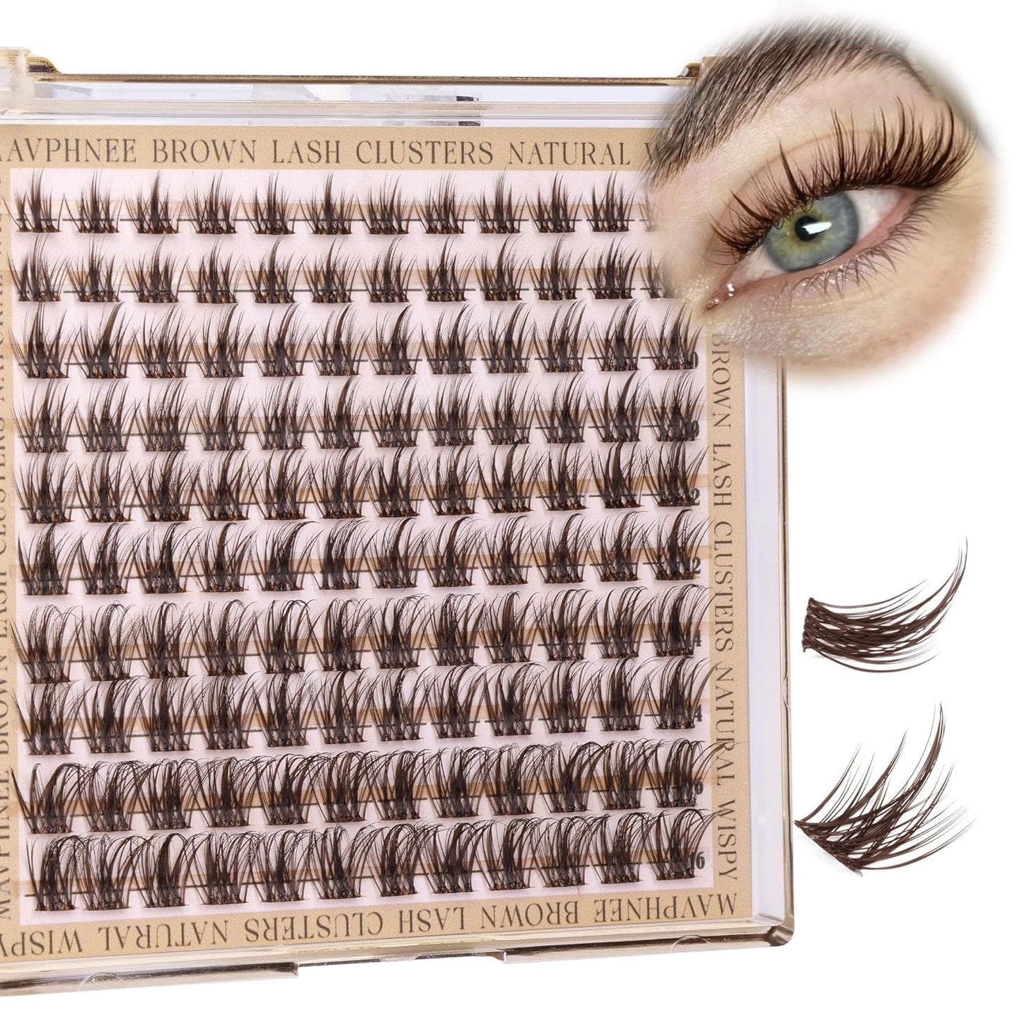 Natural Wispy Eyelash Extensions - Spider Lash Clusters 8-16MM | CC Curl, Flexible Clear Band for Effortless Application