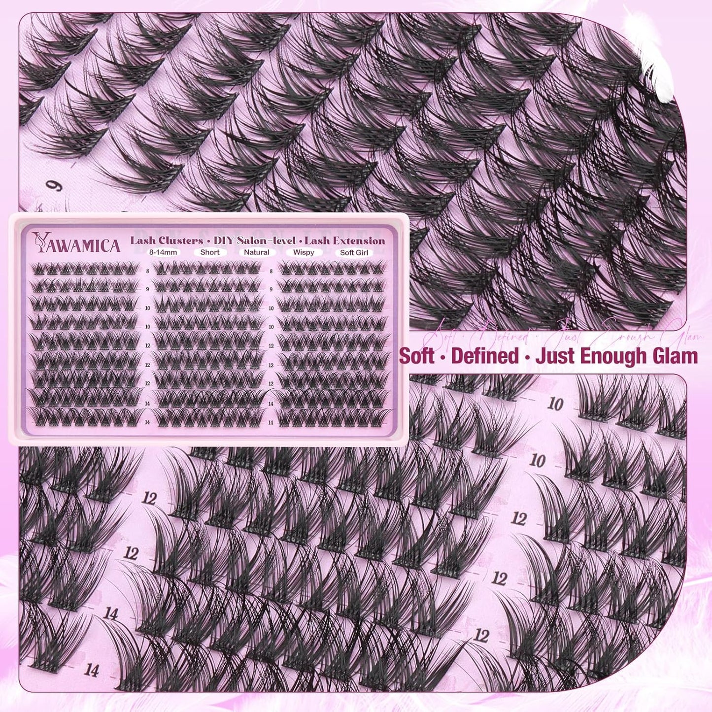 Eyelash Clusters - Wispy Fluffy D Curl Individual Lashes | 216 Pcs, 8-14mm Soft Volume Extensions for Easy DIY at Home
