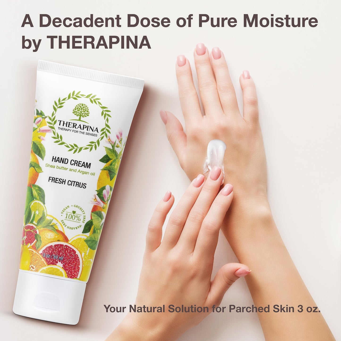 THERAPINA Aromatherapy Hand Cream for Dry Skin – Shea Butter Hand Cream for Women and Men with an Awakening, Long-Lasting Fresh Citrus Scent – Vegan Hand Cream Lotion for Dry Skin, 3 Oz.