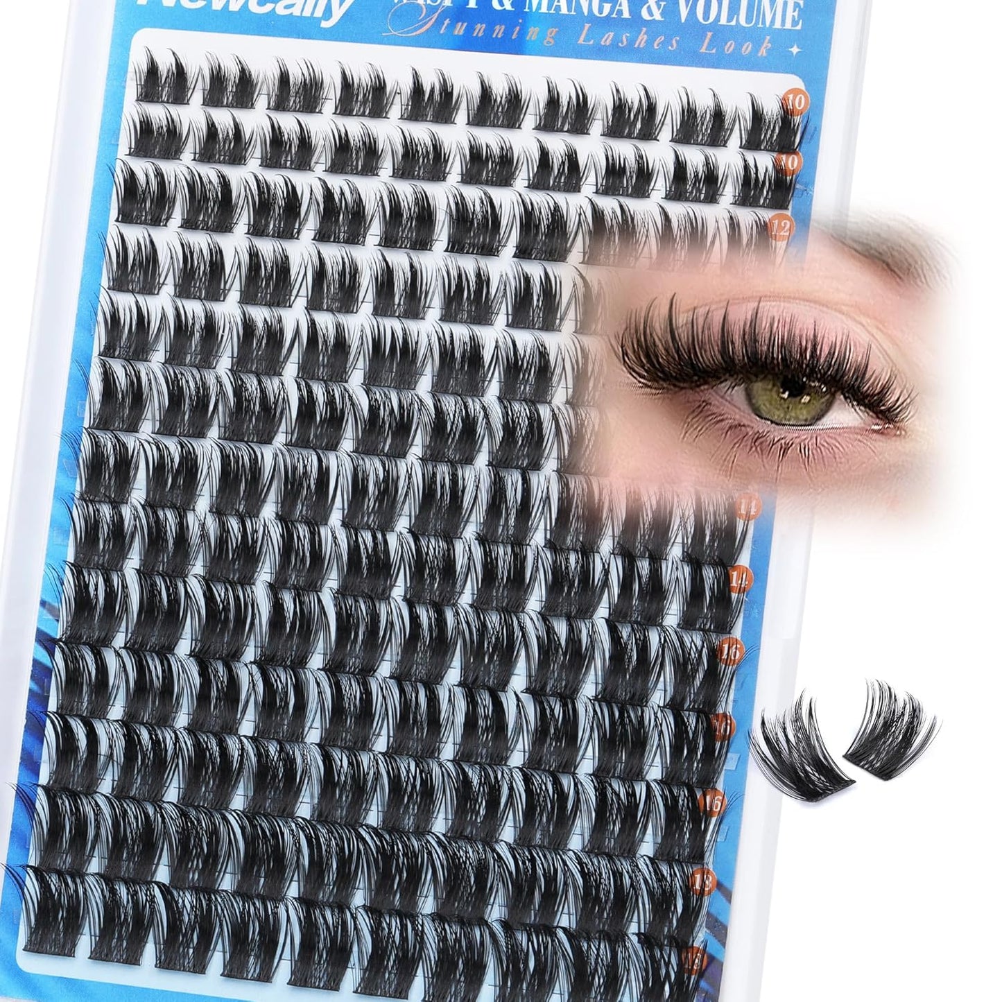 Lash Clusters Kit - Wispy Natural C-Curly Eyelash Extensions | DIY Volume Lashes 10-16MM
