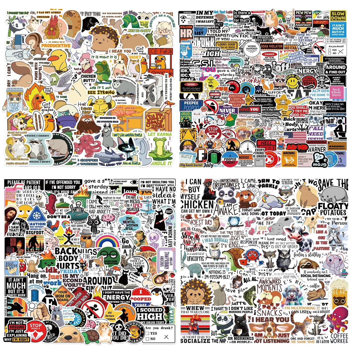 400 PCS Funny Stickers for Adults, Hilarious Meme Stickers Pack for Water Bottles, Laptops, Scrapbook, Hard Hats – Waterproof Vinyl Adult Humor Sticker