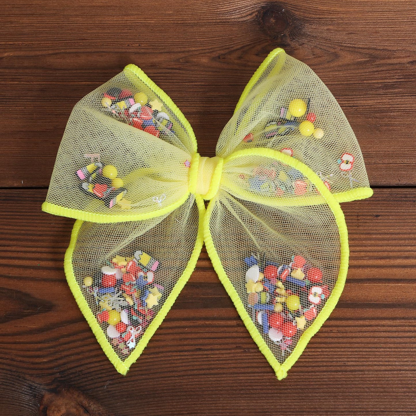 4" Back School Mesh Fable Hair Bow Clips for Girls, 2Pcs Yellow Pencil Shaker Bow Alligator Hairpins, Teens Student Teacher First Day of School Decor Accessory Gift