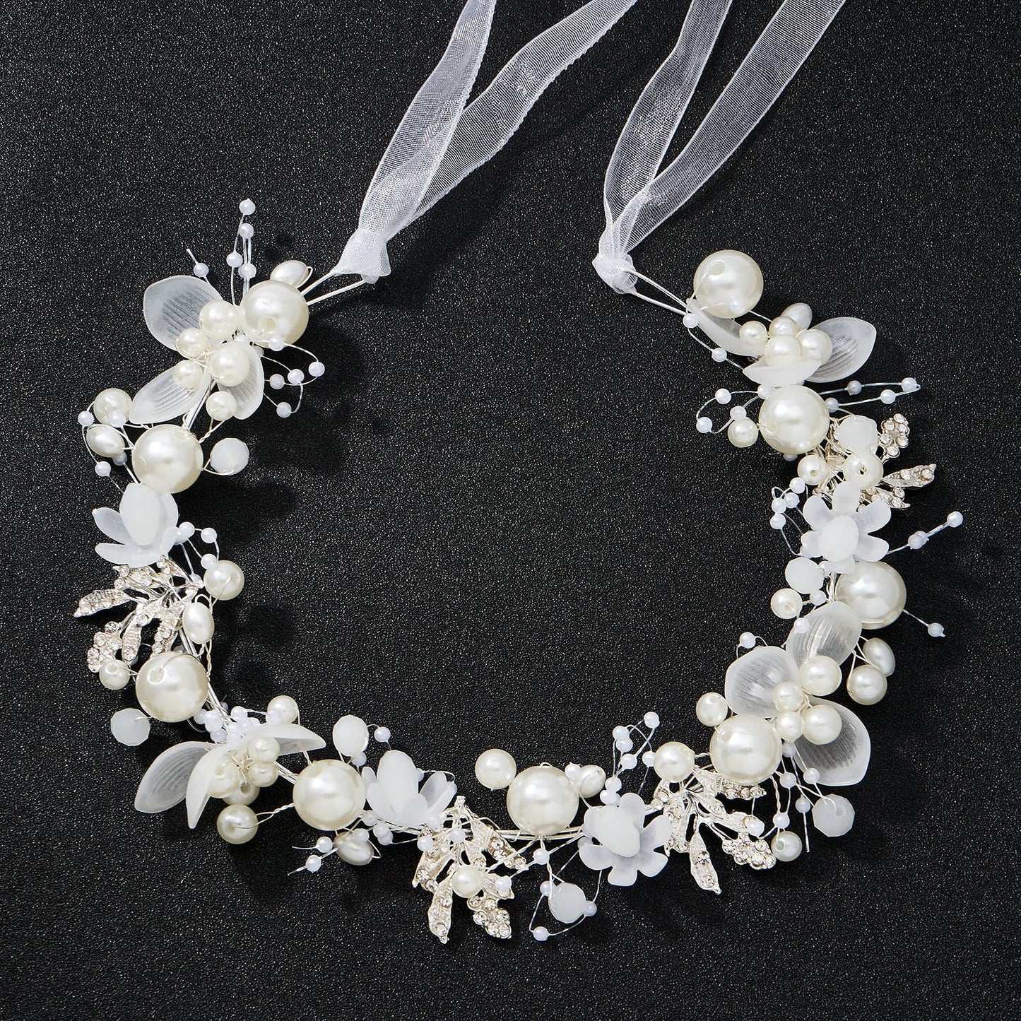 QIUTIMIY Flower Girl Hair Accessory,Princess Headpiece for Bridal Wedding,first communion pearl headpiece for girls Women,Style8