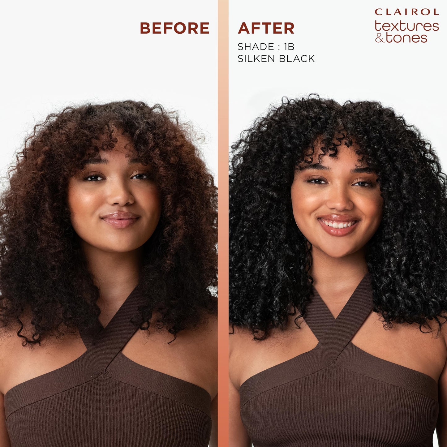 Clairol Textures & Tones Permanent Hair Dye, 2N Mocha Brown Hair Color | Ammonia-Free | Moisture-Rich Formula with Argan, and Olive Oil for Brilliant Shine | Pack of 1
