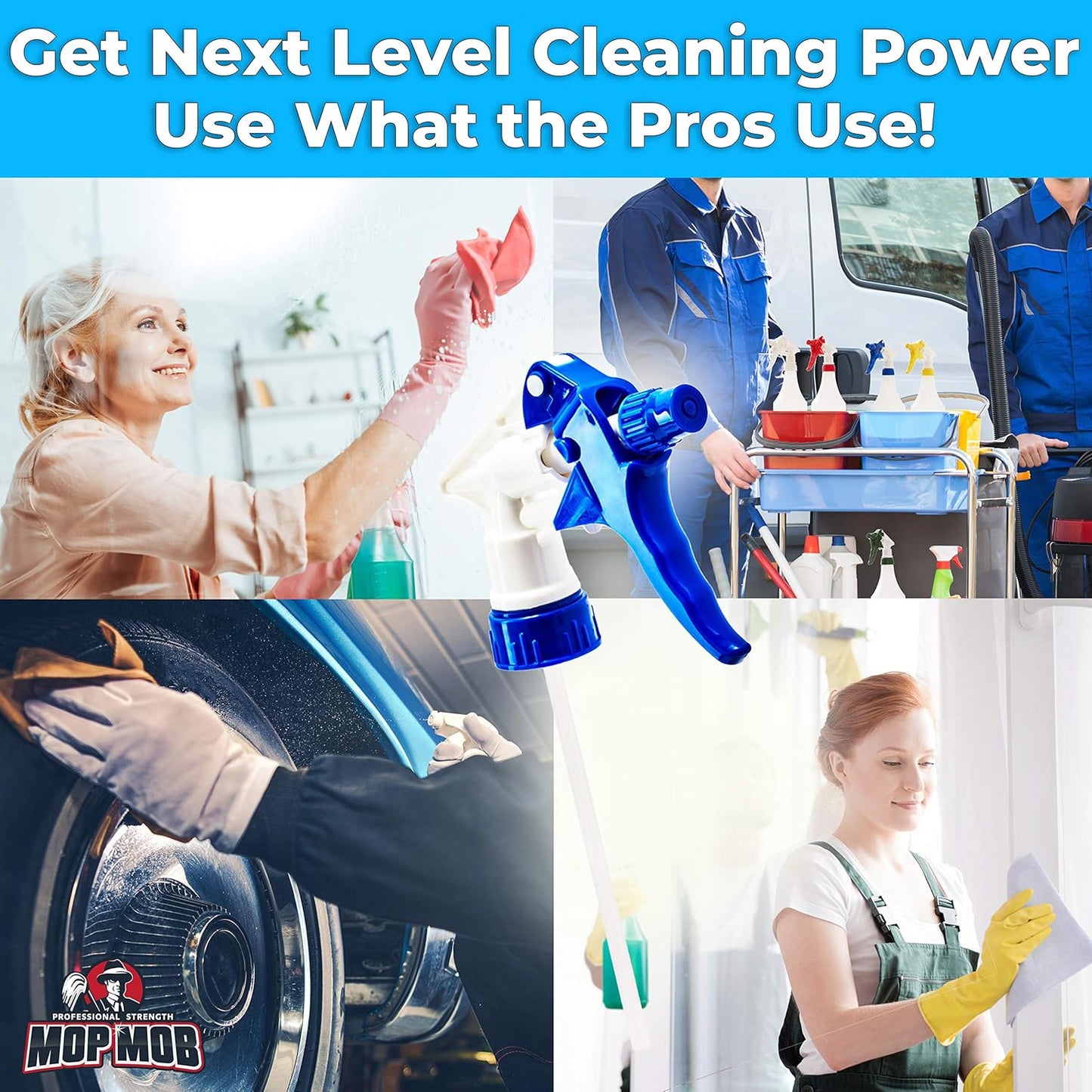 Leak-Free Industrial Spray Heads - Chemical Resistant, Heavy Duty Trigger | 5 Pack for Auto Detailing, Window Cleaning