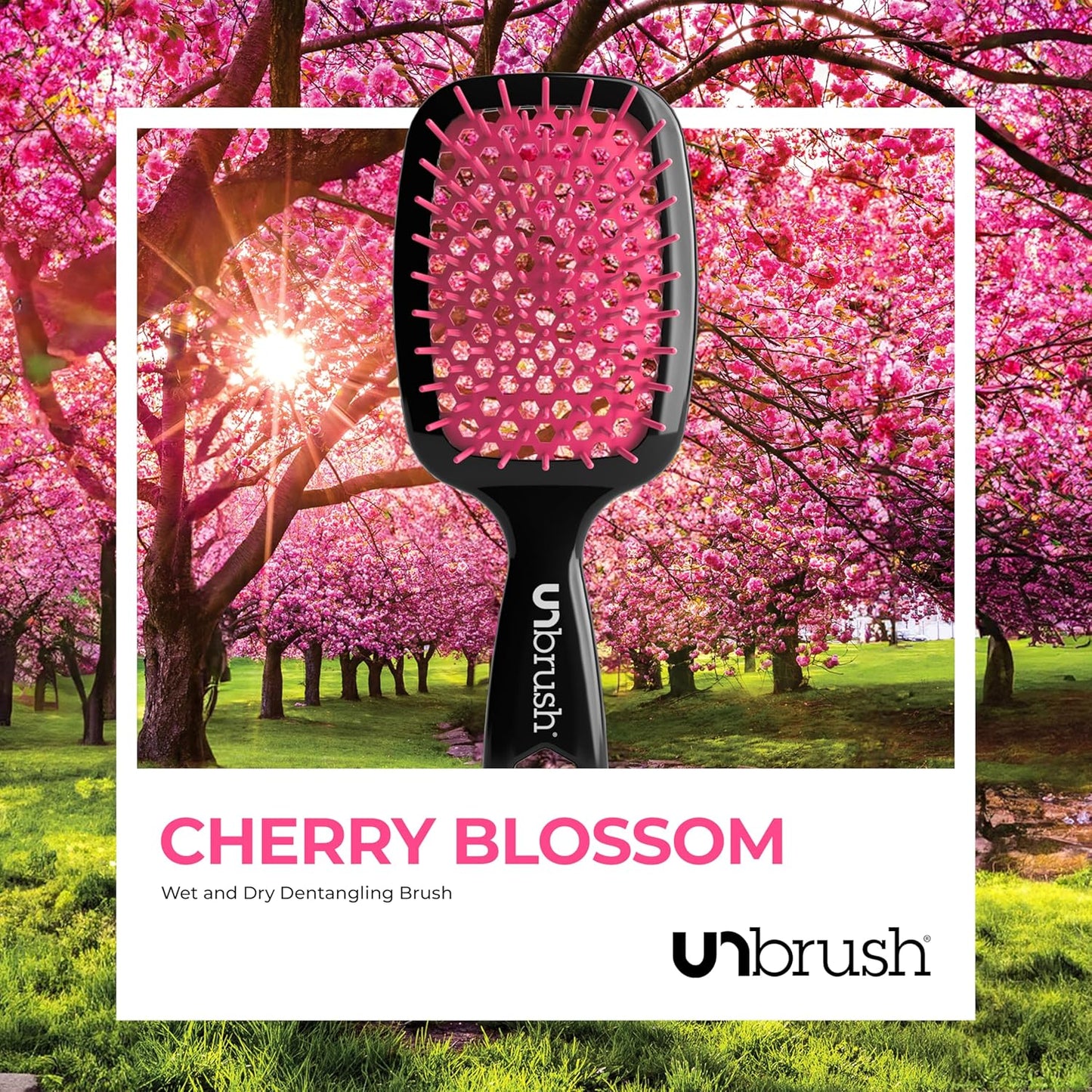 FHI Heat Detangling Brush - Pain-Free Brushing for Wet & Dry Hair | Durable DuoFlex Bristles, Lightweight, Cherry Blossom