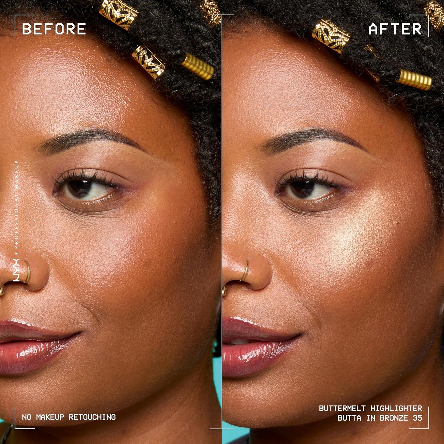 NYX Buttermelt Highlighter - Long-Lasting Powder Highlighter for Radiant Glow | 35 Butta In Bronze (Bronzed Gold)