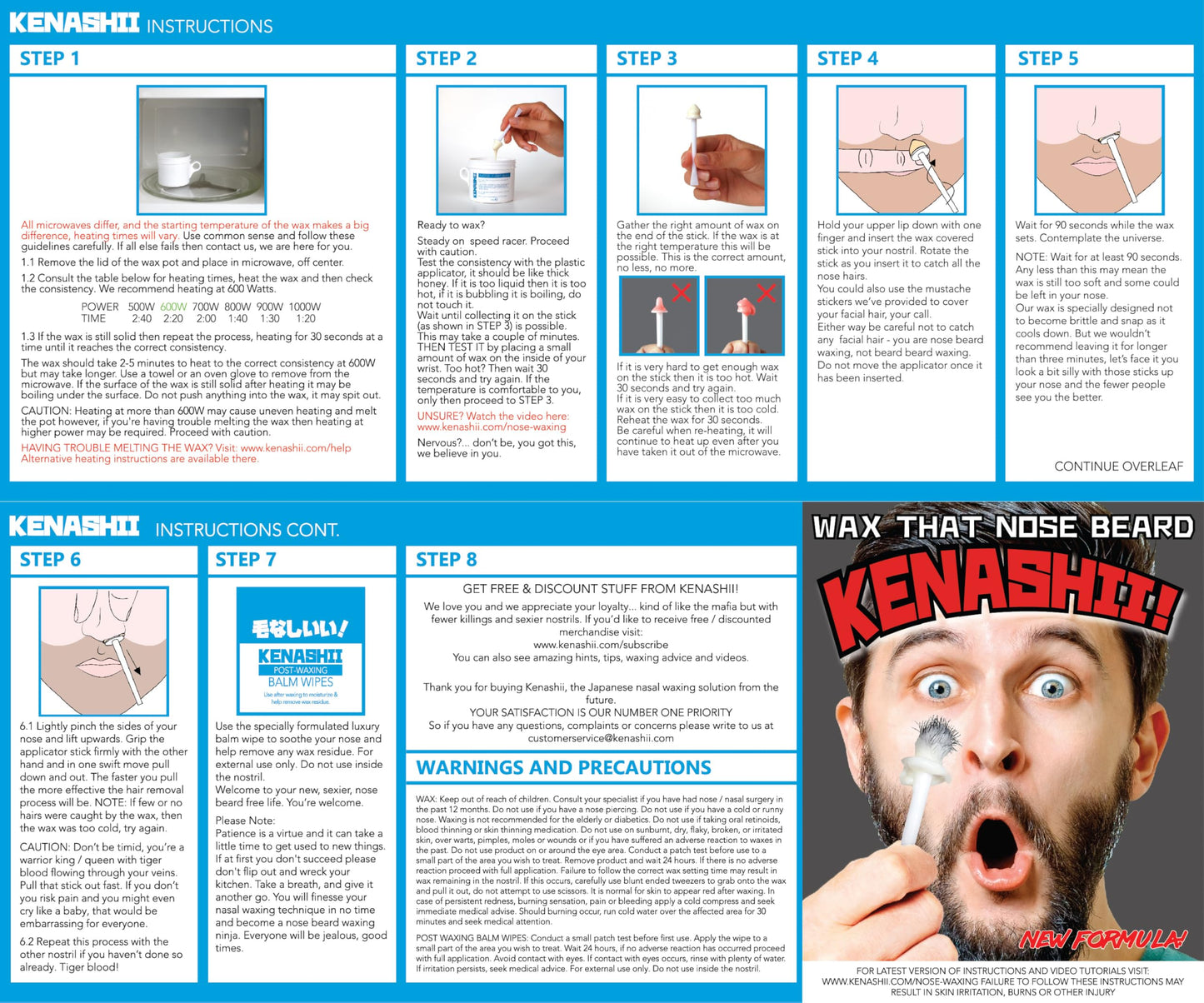 KENASHII Nose Wax Kit | 100 g Wax, 24 Applicators | The Original & Best Nose and Ear Hair Removal Kit from Kenashii | Nasal Waxing For Men and Women | Includes Balm Wipes, Mustache Guards, Storage Bag
