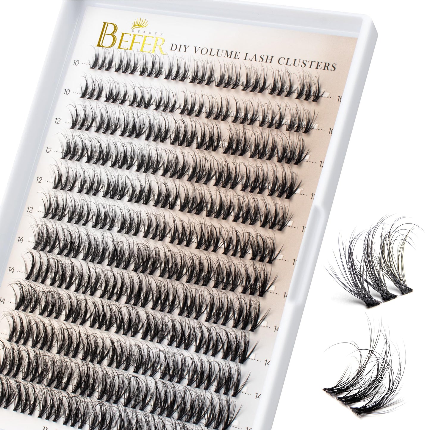 BEFER Lash Clusters, 108 Pcs 3D Curl Eyelash Clusters Volume Individual Lashes Extensions 10-16MM Wispy Eyelash DIY At Home(Wit, ZE12)