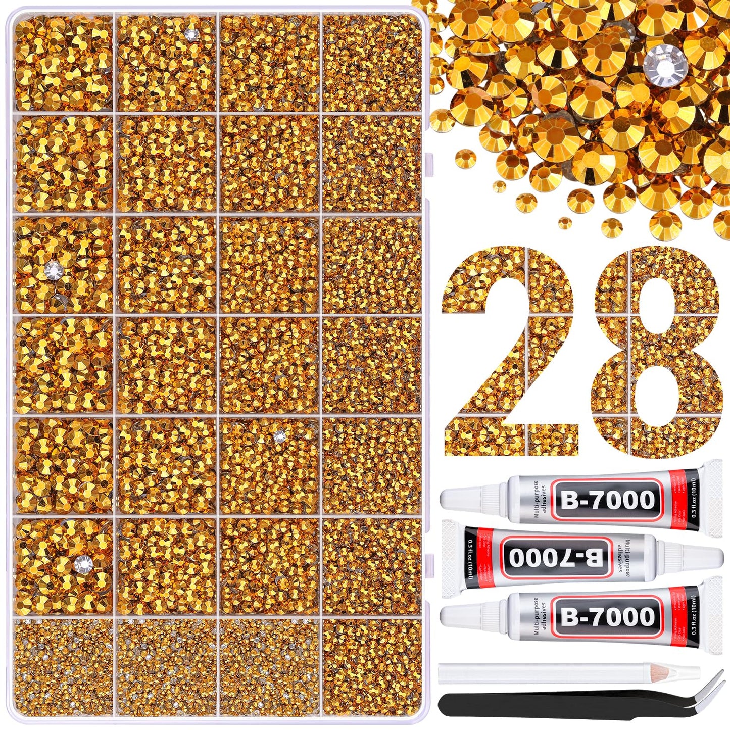BELLEBOOST Jelly Rhinestones Bedazzling Kit - 45000 Pcs, 40 Colors, 3mm Flatback Gems for Crafting | Includes 3 Pcs B7000 Glue