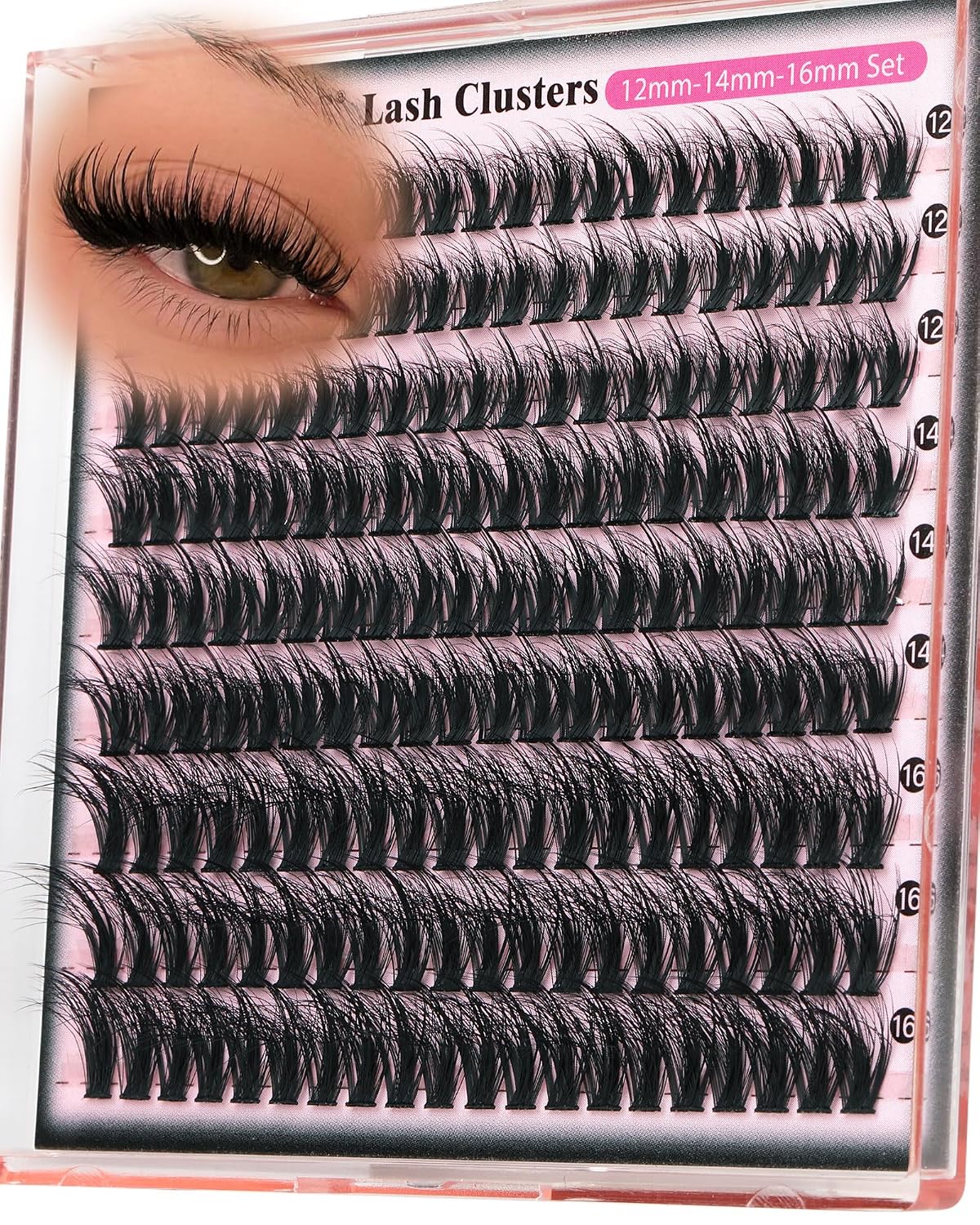 Manga Lash Clusters - Wispy Fluffy Anime Eyelash Extensions | Reusable Faux Mink, D Curve 12-18mm, 204 Pieces
