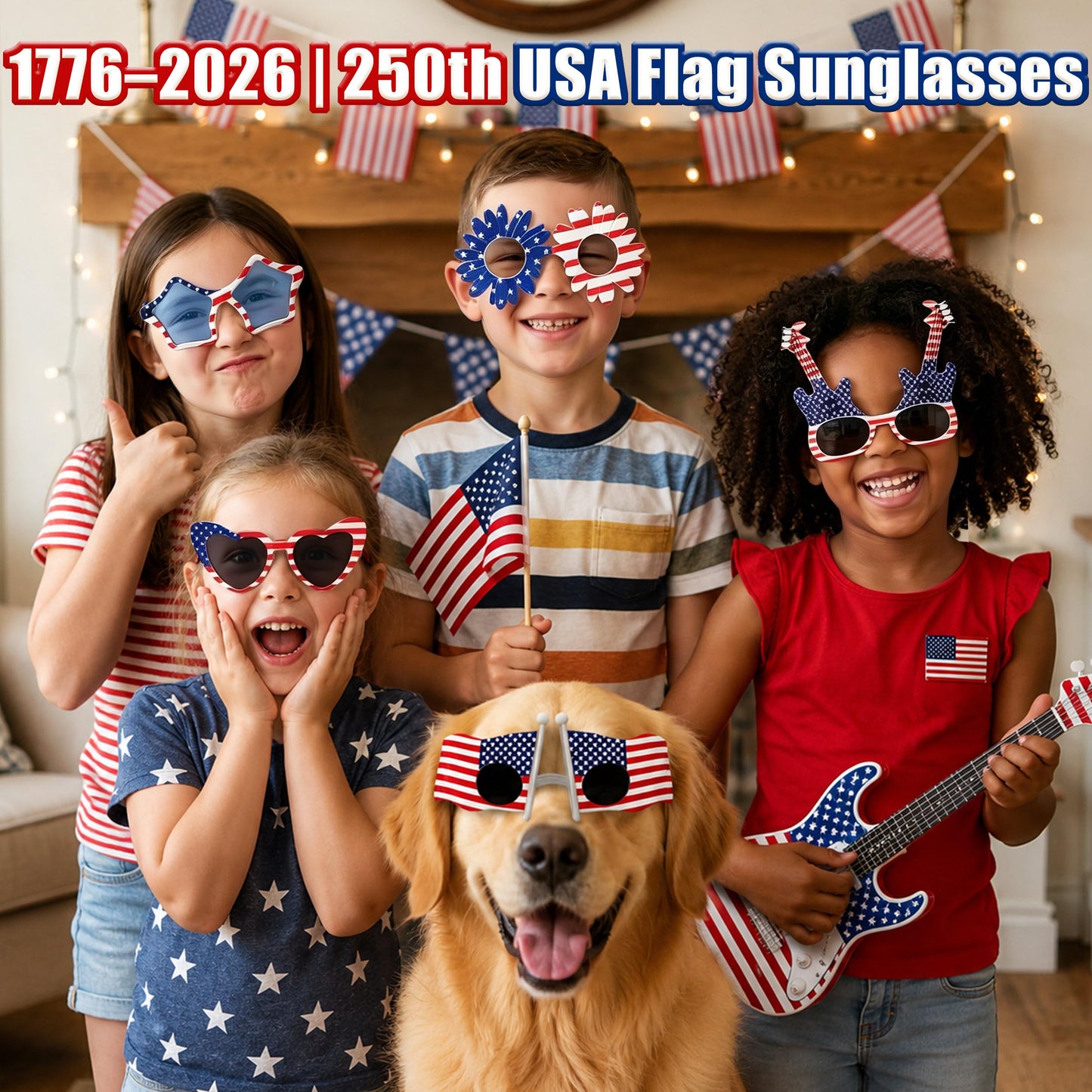 LIONO 11 Pack 4th of July Sunglasses, 250th Anniversary Patriotic USA Glasses, American Flag Sunglasses Red White Blue, Independence Day Memorial Day Party Favors for BBQ, Parade, Photo Booth Props