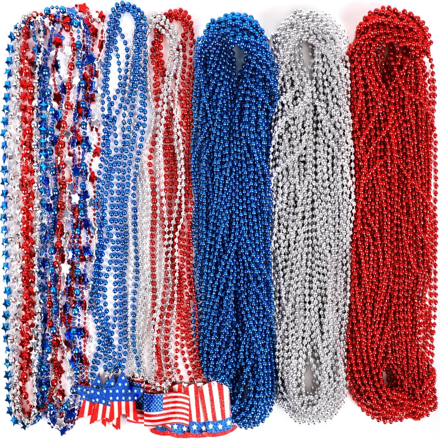 Patriotic Bead Necklaces - 36PCS Fourth of July Accessories | Uncle Sam Hat Design