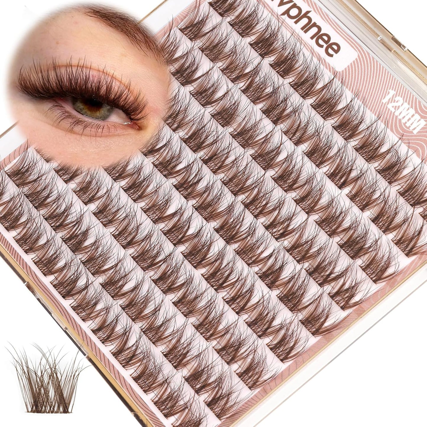 Natural Cluster Eyelash Extensions - Short Lash Clusters 8-10-12MM | CC-Curly Wispy Individual Lashes, 144 Pcs