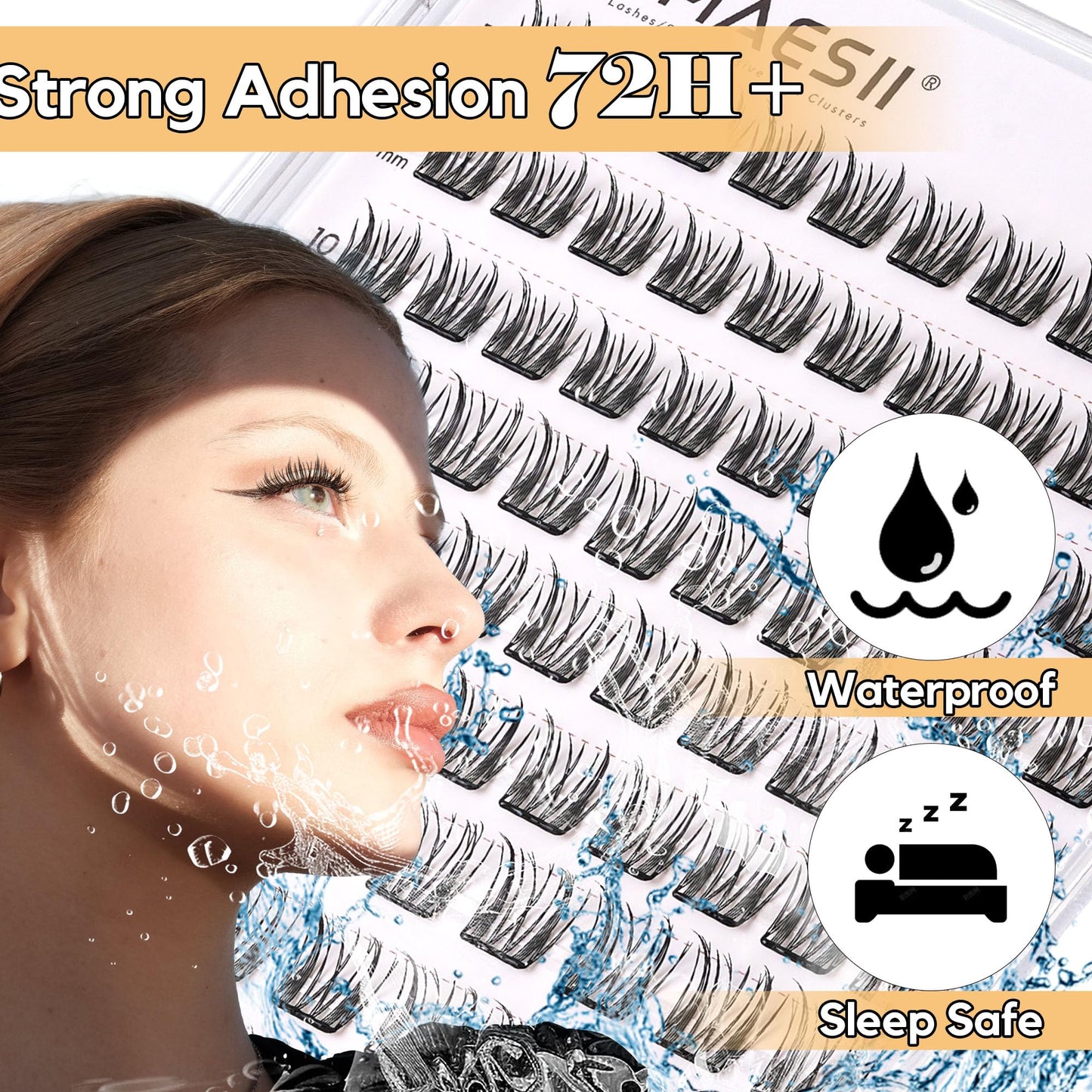 LA MAESII Self Adhesive Lash Clusters Kit, 10-14mm Self Adhesive Eyelashes Kit, DIY Eyelash Extensions, Natural Look Lashes No Glue Needed(R9-04)