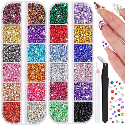 Small Resin Rhinestones for Nail Art - 10,000 Pcs Colorful 2/3MM Flatback Gems | Nail Decoration Crystals & Charms