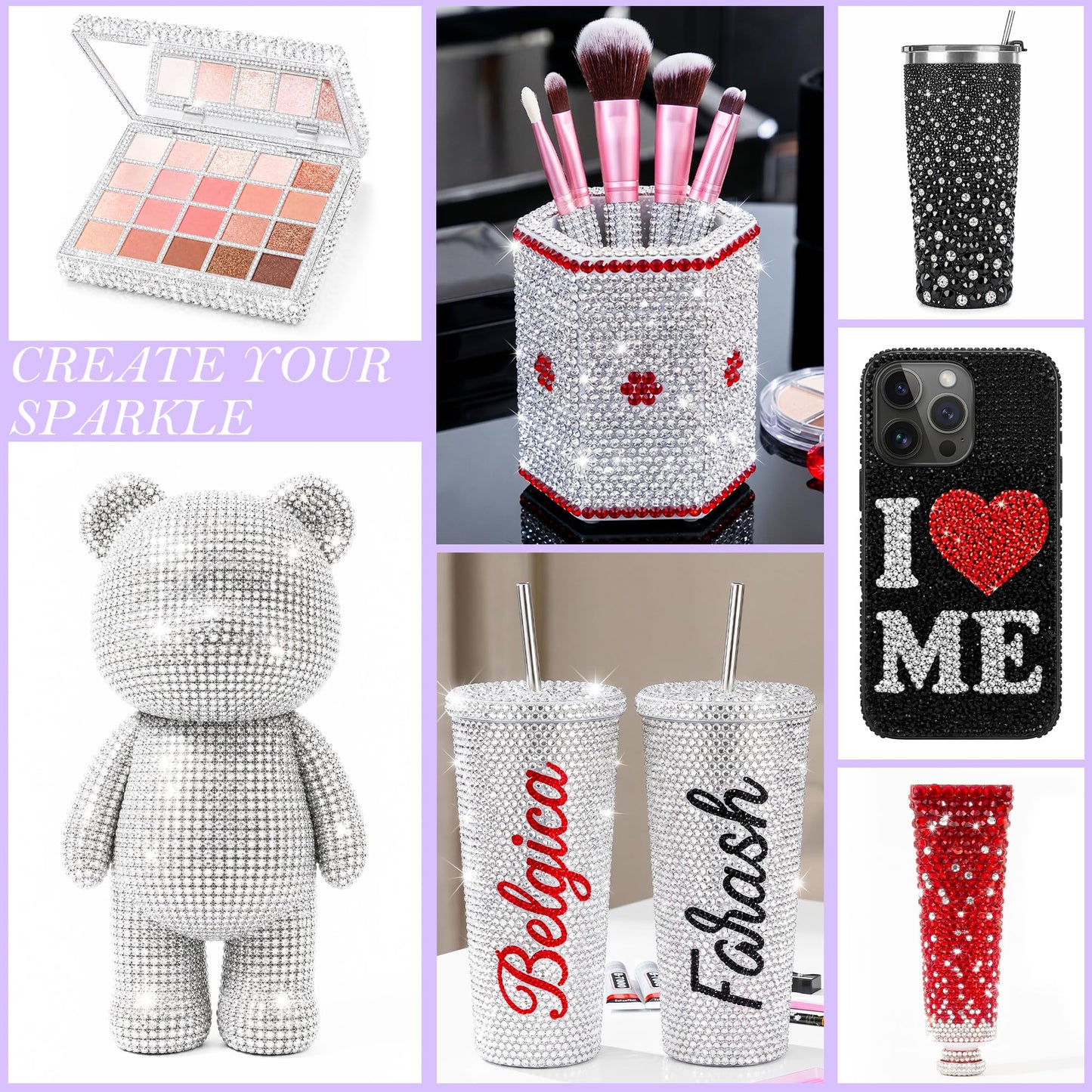 LOTWOW Silver Bedazzler Kit with Rhinestones, 35000PCS Multi Size Rhinestones for Bedazzling, Nail Gems Diamond Art Kits with Pickup Pen, B7000 Glue, Diamond Art Glitter Gem Sequins Craft Set