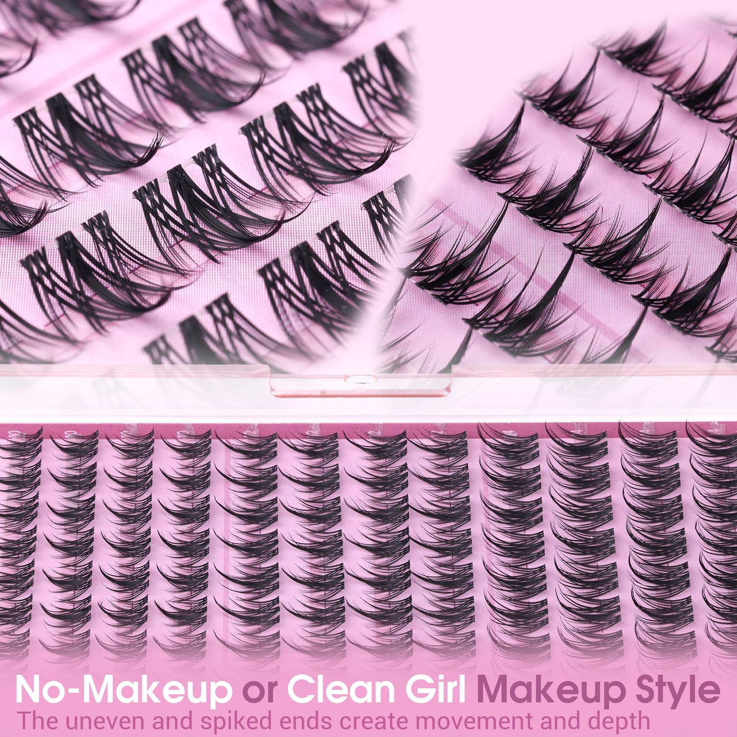Winifred Fairy Lash Clusters Wispy Eyelash Clusters 10-14mm Cluster Eyelash Extensions Natural Invisible Clear Band Lashes Clusters Spiky Anime Lash Extension Natural Look Manga Individual Lashes