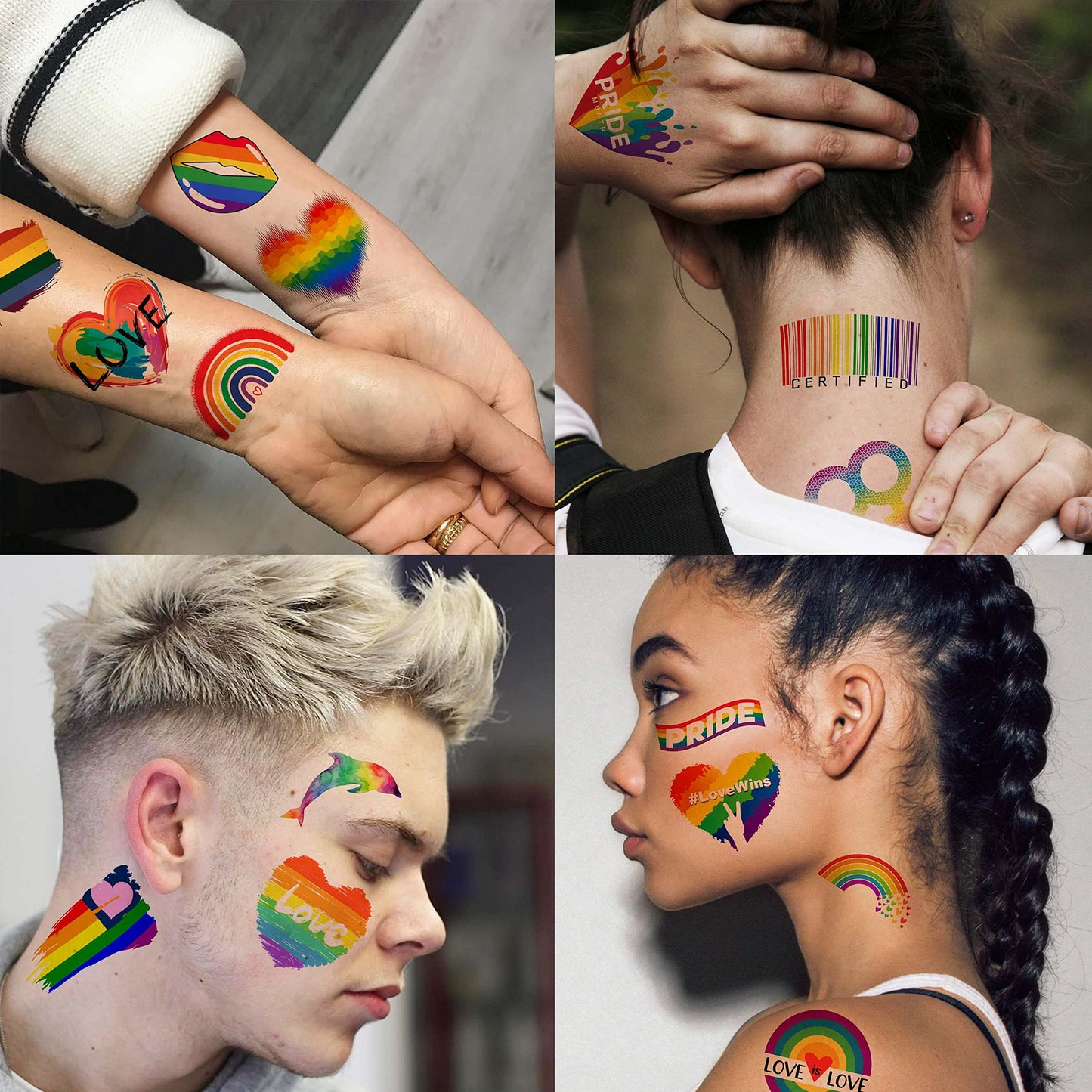 72 PCS Pride Tattoos, Rainbow Temporary Tattoos For Men Women Adults, LGBT Pride Face Tattoos Temporary, LGBTQ Flag Stripes Rainbow Body Stickers, LGBT Gay Pride Accessories Parade Celebrations Party
