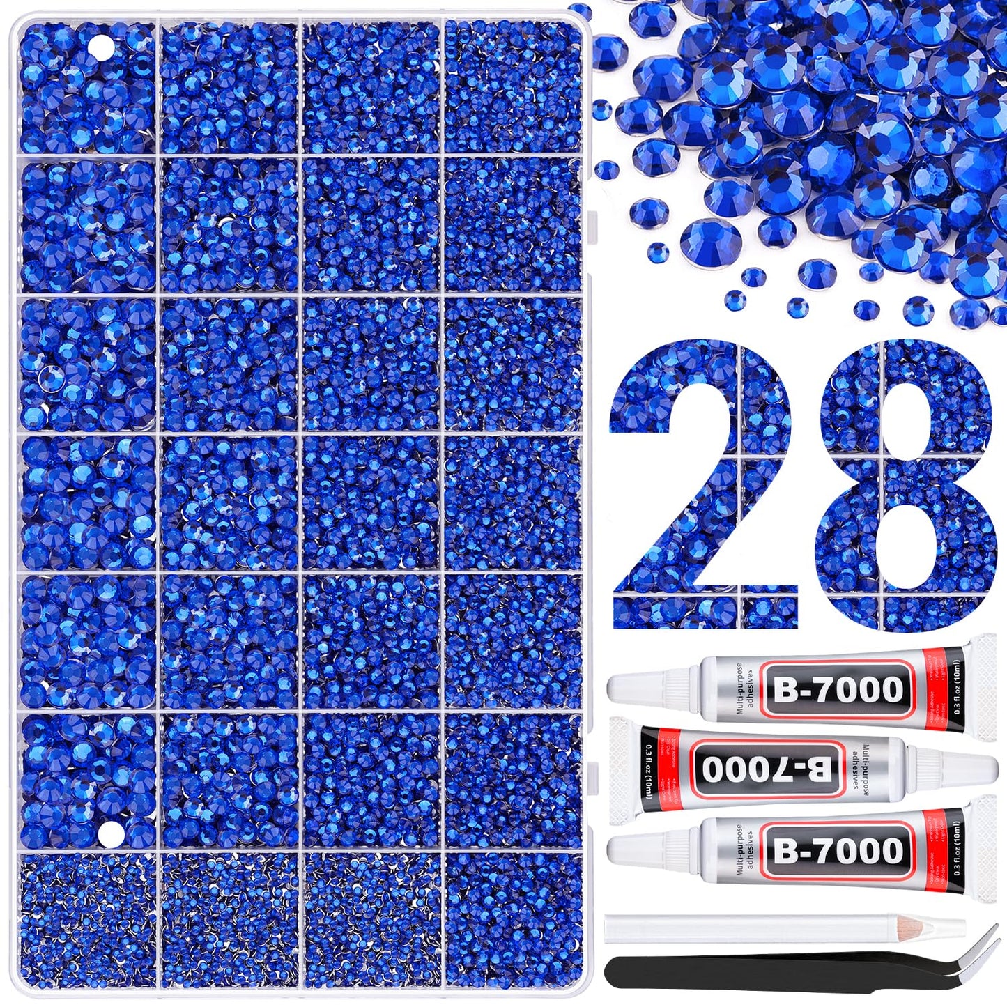 BELLEBOOST Jelly Rhinestones Bedazzling Kit - 45000 Pcs, 40 Colors, 3mm Flatback Gems for Crafting | Includes 3 Pcs B7000 Glue
