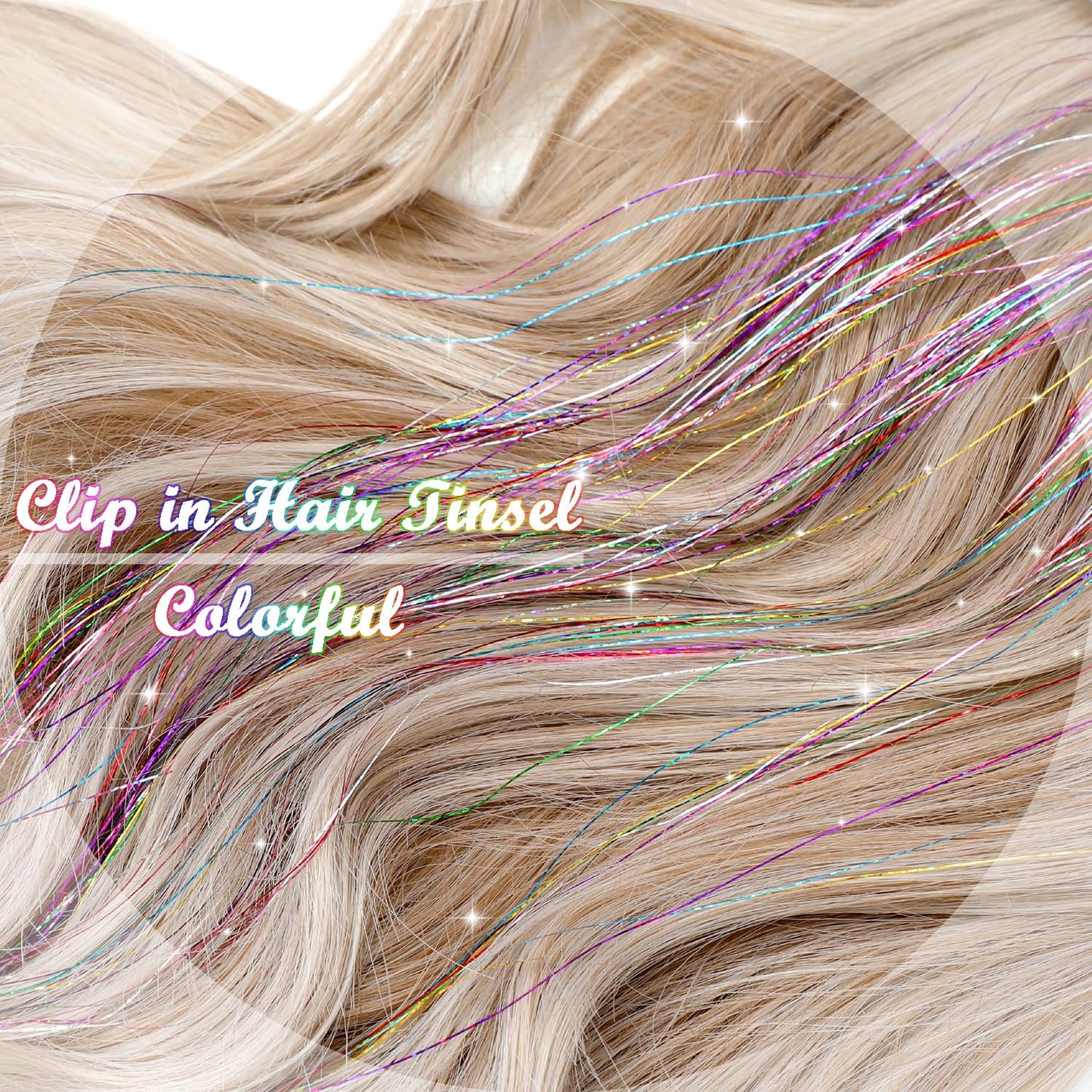 AIFIHIYI Hair Tinsel Clip in 18 Pcs Colorful Clip In Tinsel Hair Extensions, Fairy Hair Tinsel Clips in Glitter Hair Tinsel Kit Accessories for Girls Women Festival Party Daily Use (Colorful-18Pcs)