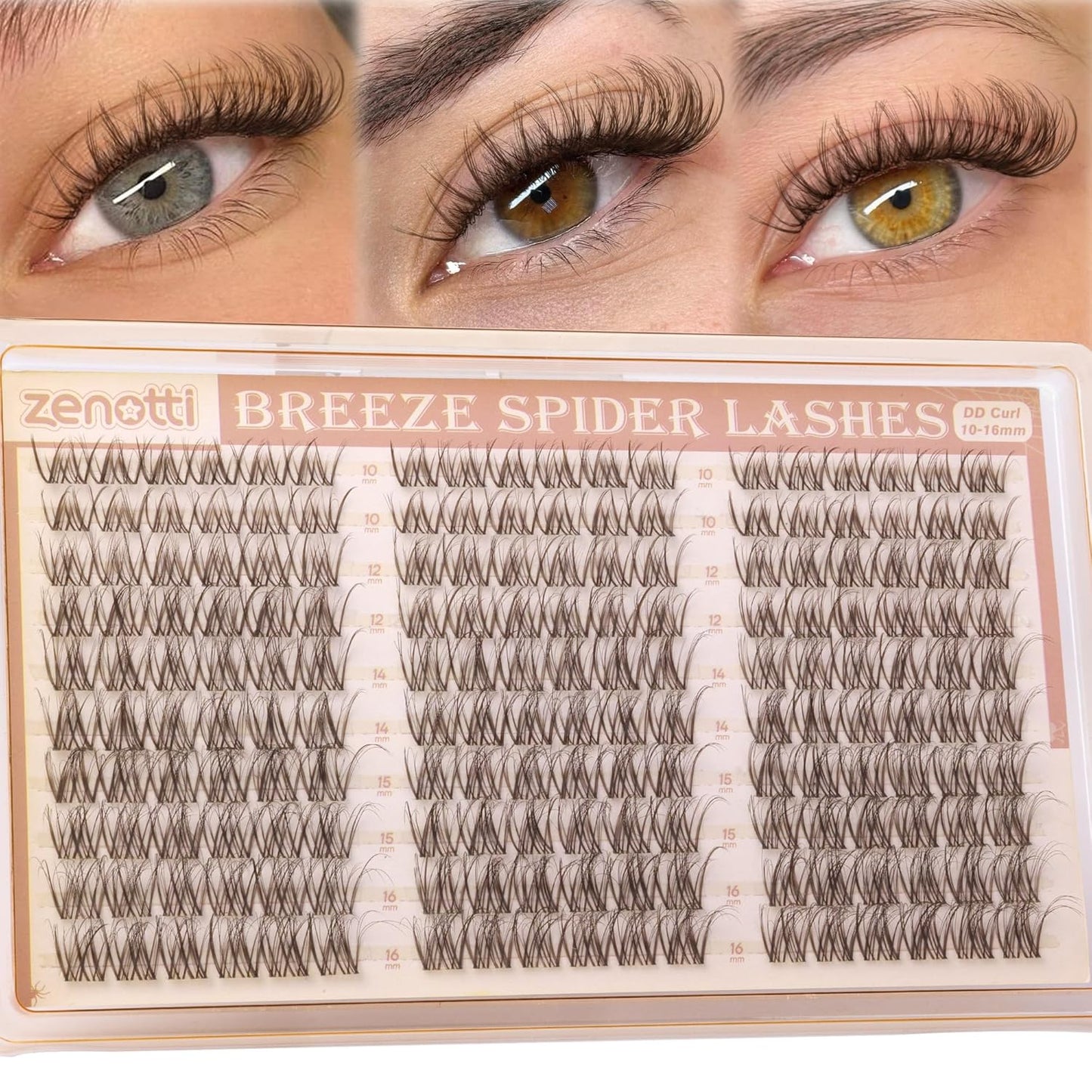 Natural Eyelash Clusters - Spider Breeze DD Curl 180PCS Wispy Extensions | Kim K Style with Invisible Band