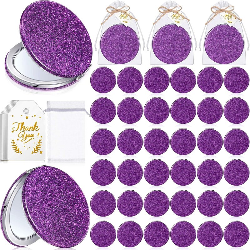 Compact Magnifying Mirrors - 30 Sets Quinceanera Party Favors | Bridal Shower Gifts, Purple