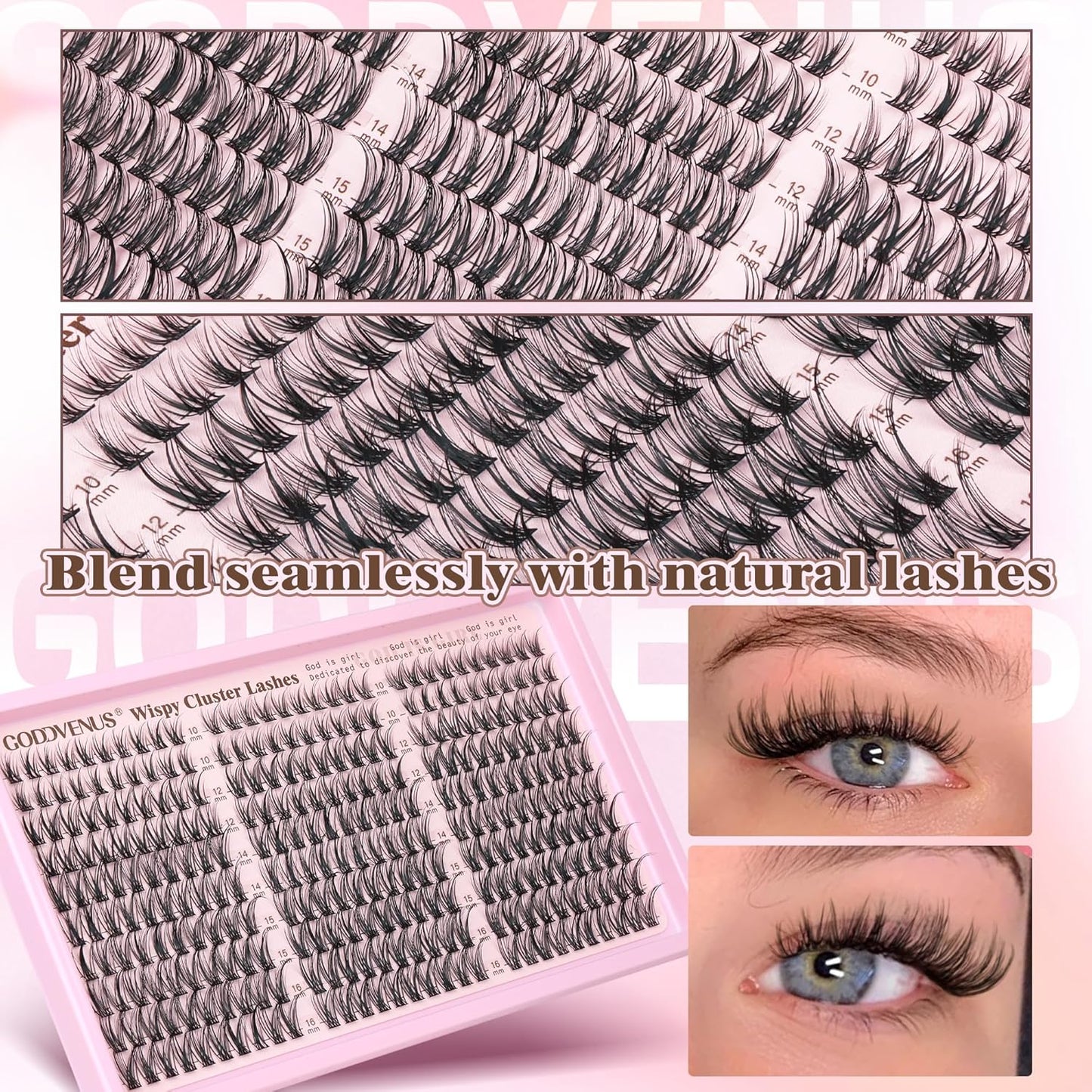 Eyelash Extensions Wispy Natural C Curl Individual Lashes - Black 10-16mm, 300pcs