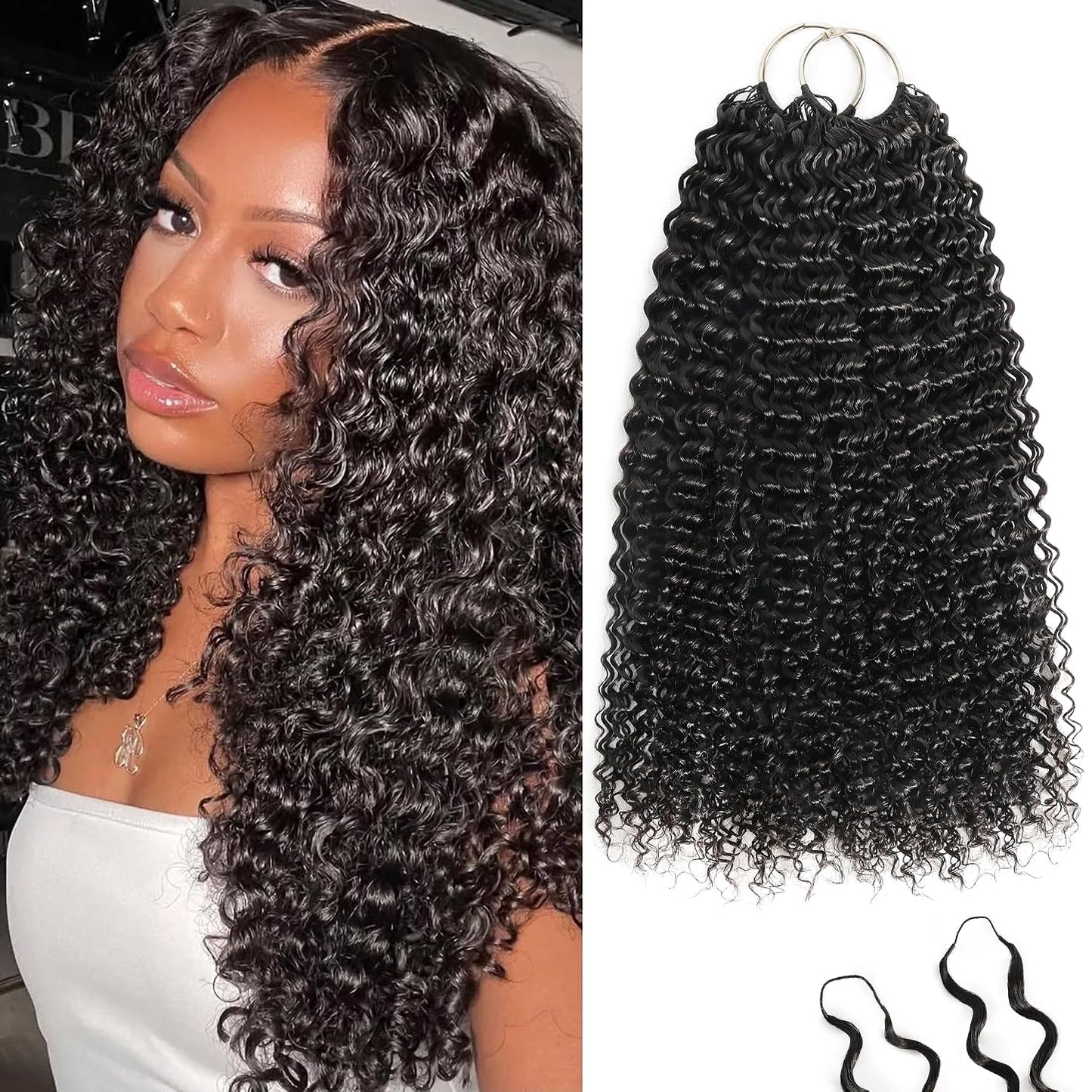 Feather Crochet Hair Extensions - 12 Inch 120g Invisible Miracle Knots for Black Women | Jerry Curly Pre-Separated Natural Black