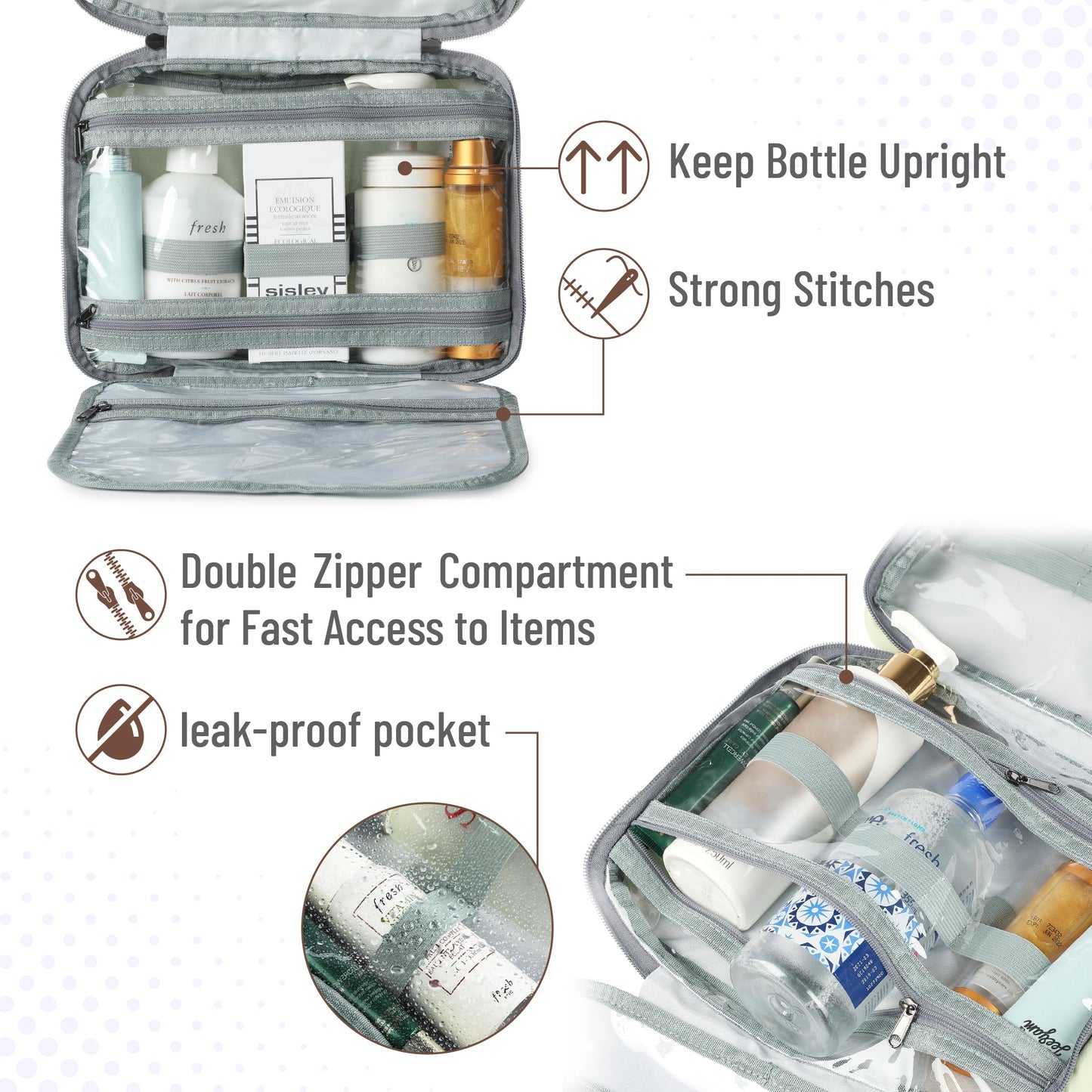 Ms. Pen- Travel Toiletry Bag Organizers, Black