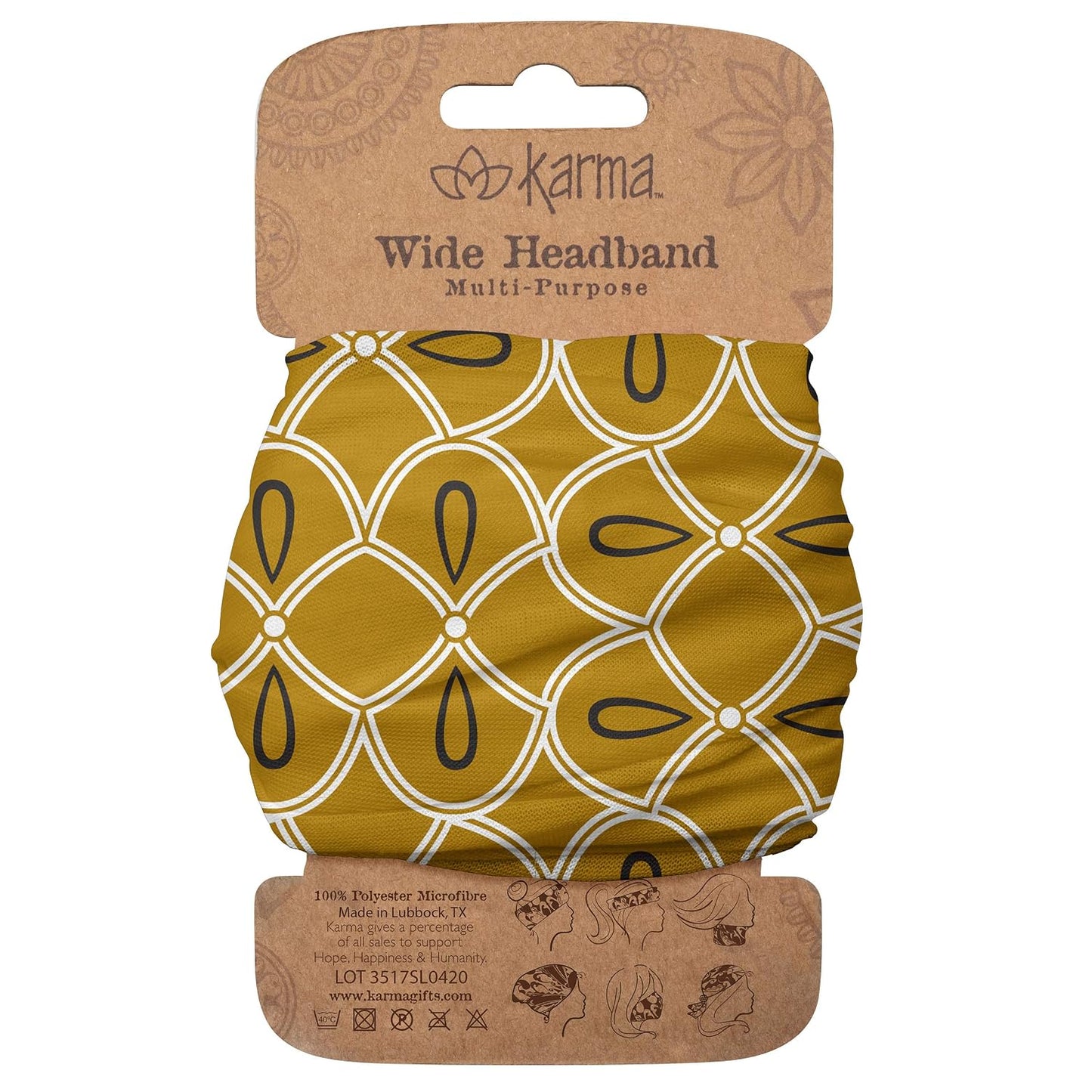 Floral Headband for Women - Teal/Apricot Split Design | Wide Fabric & Stretchy Hair Scarf