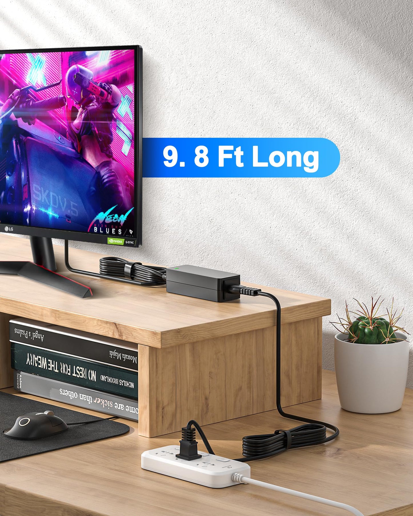 WUKUR 19V DC Power Supply Compatible with LG Monitor Power Cord Replacement Compatible with LG 19" 20" 22" 23" 24" 27" 32" UltraWide LCD LED HD TV Monitor