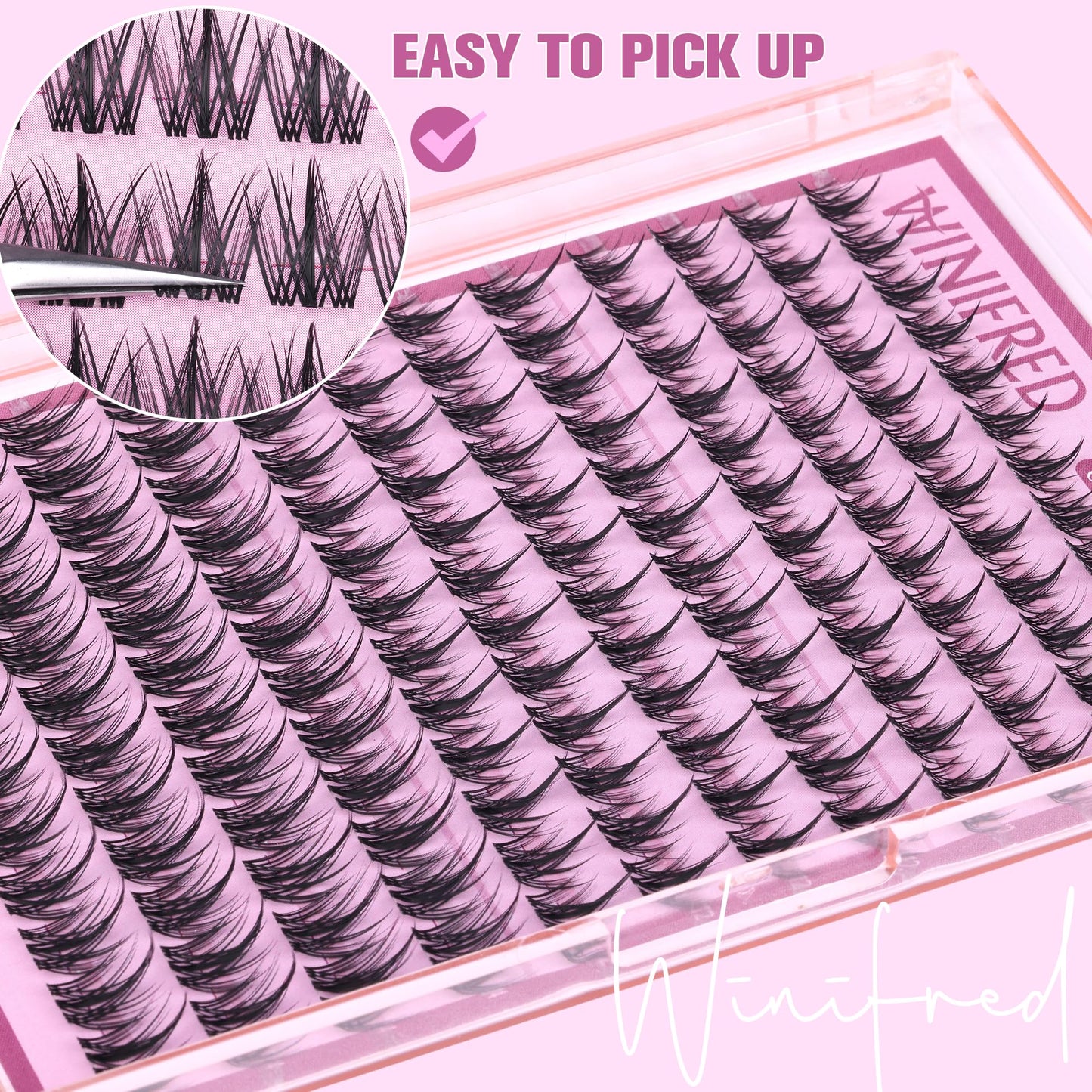 Winifred Fairy Lash Clusters Wispy Eyelash Clusters 10-14mm Cluster Eyelash Extensions Natural Invisible Clear Band Lashes Clusters Spiky Anime Lash Extension Natural Look Manga Individual Lashes