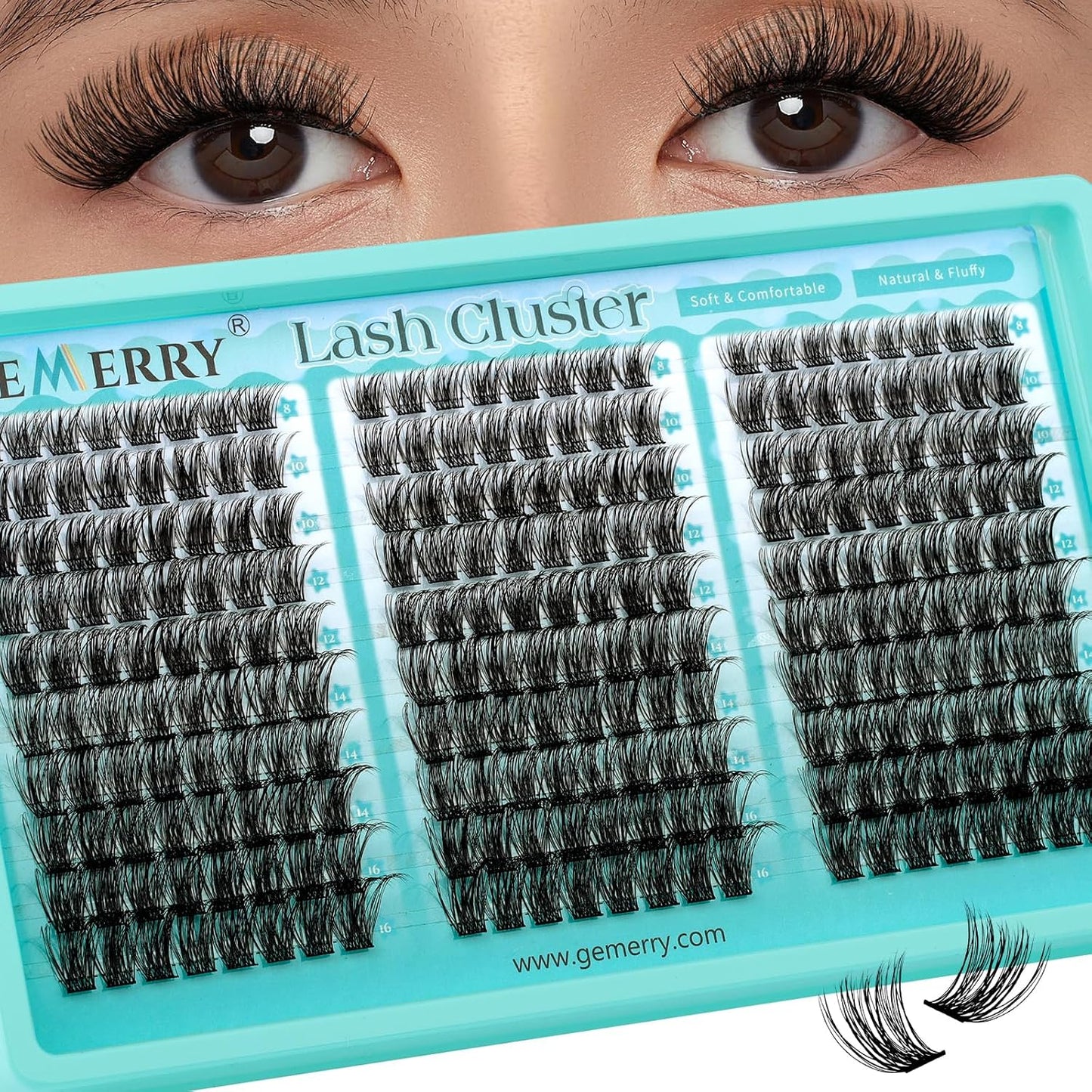 GEMERRY Wispy Lash Clusters - D-Curly Individual Eyelash Extensions | 8-16MM Lightweight DIY Lashes