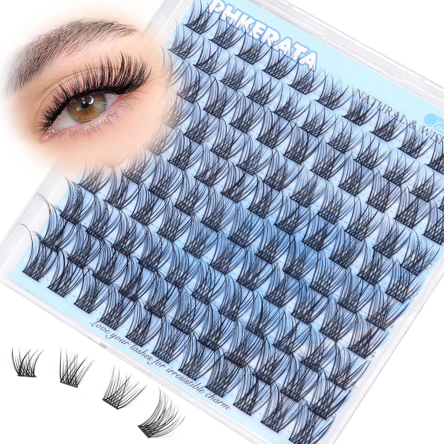 Brown Lash Clusters - Wispy C Curvature Eyelash Extensions | 110 Pcs DIY Individual Lashes, 10-16 mm