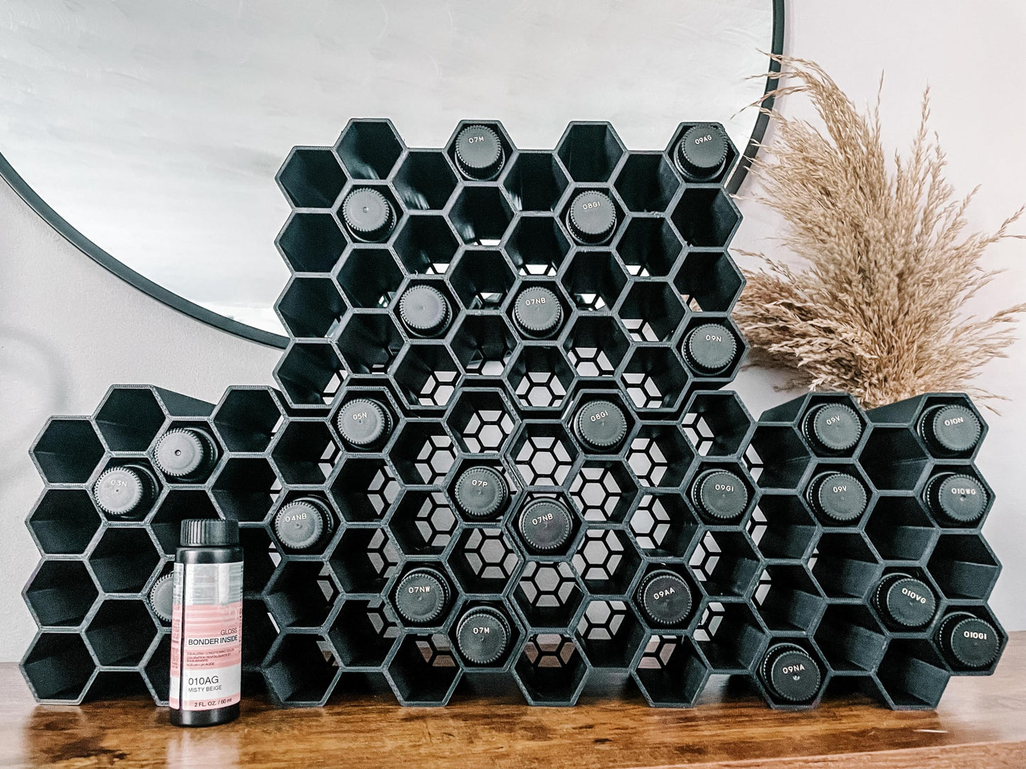 HexRacks Hair Dye Holder - Shades EQ & More - Wall Mountable or Stackable - Hair Sylist Dye Holder Rack | Holds 42 Bottles Per Section