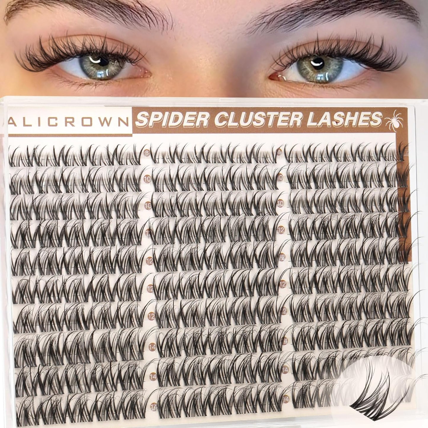 Spider Lash Clusters Kit - Wispy Eyelash Extensions with D Curly Design | 8-14MM Individual Lashes & Bond