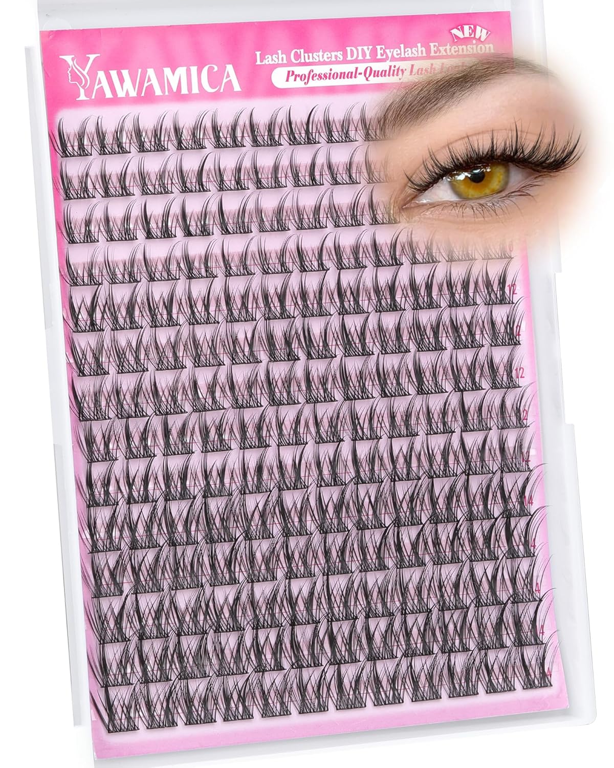 Eyelash Extension Kit - Fluffier Thick Volume 14-20mm D Curly Mink Lash Clusters | 240pcs DIY Individual Lashes with Bond, Seal & Applicator